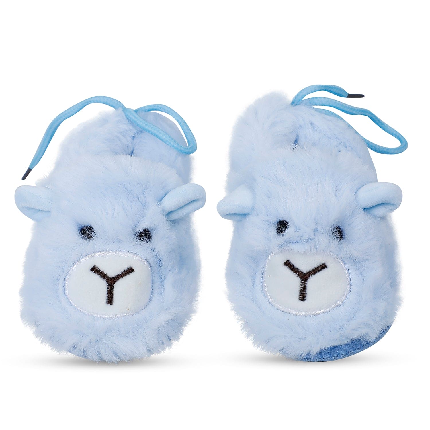 Baby Moo Furry Bear Warm And Cozy Anti Skid Booties - Blue