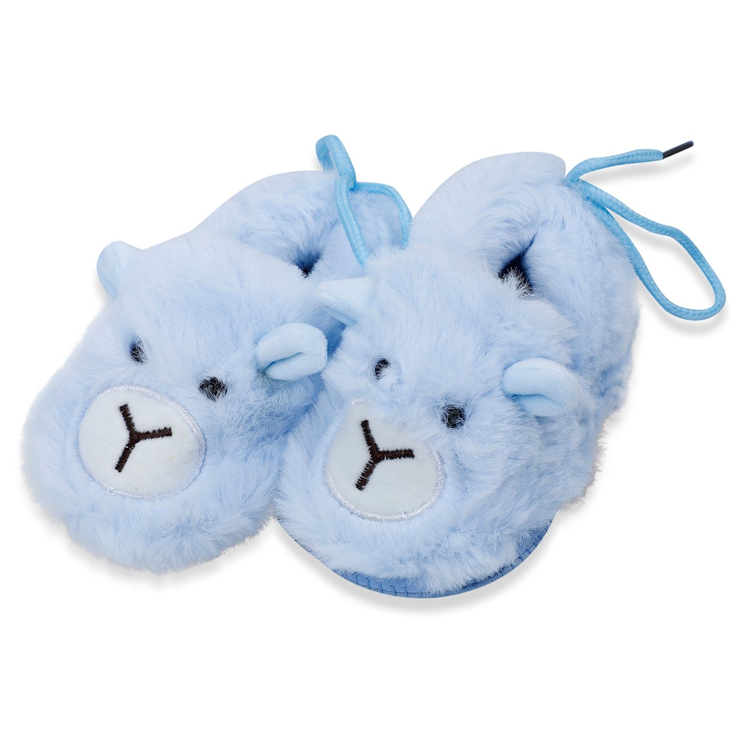 Baby Moo Furry Bear Warm And Cozy Anti Skid Booties - Blue