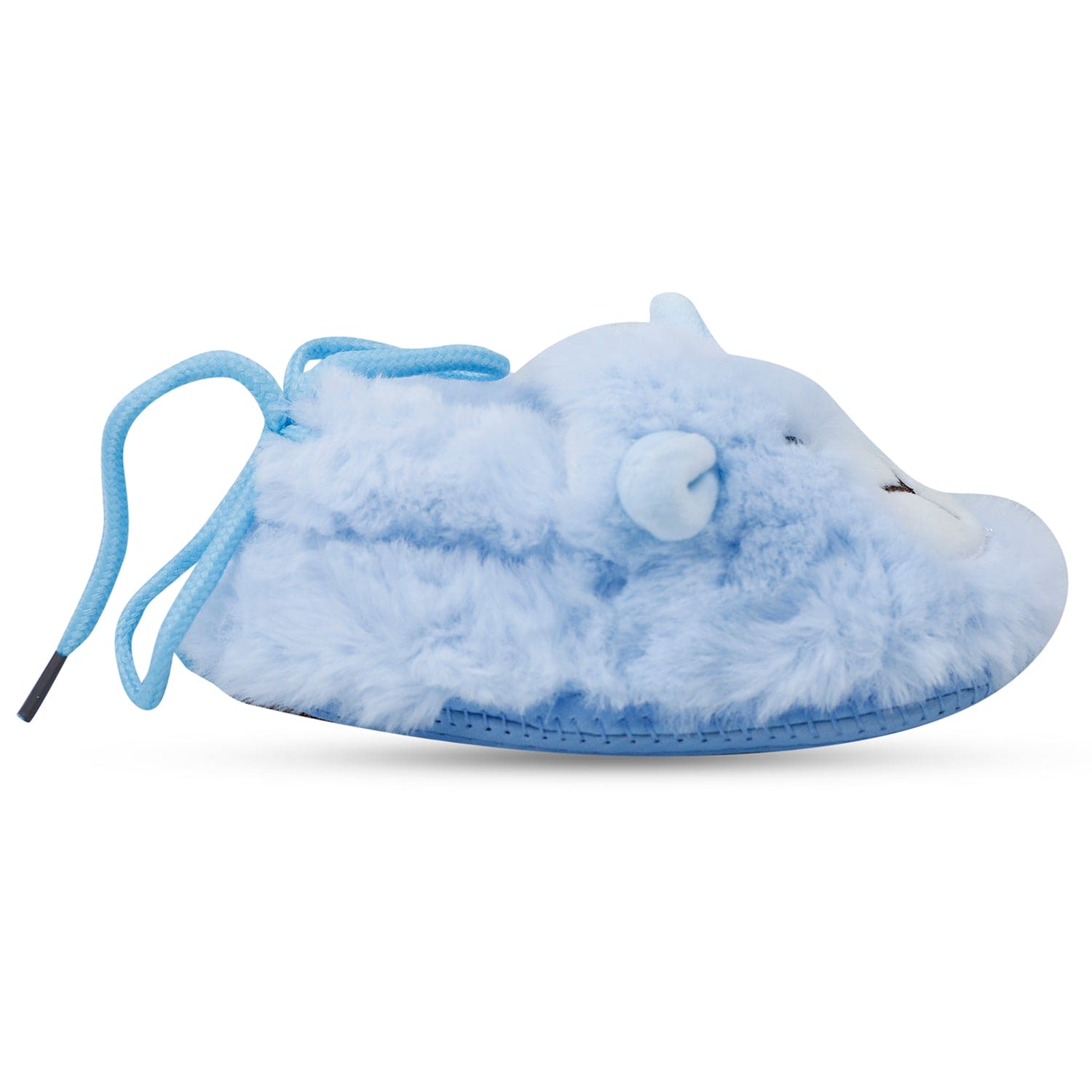 Baby Moo Furry Bear Warm And Cozy Anti Skid Booties - Blue