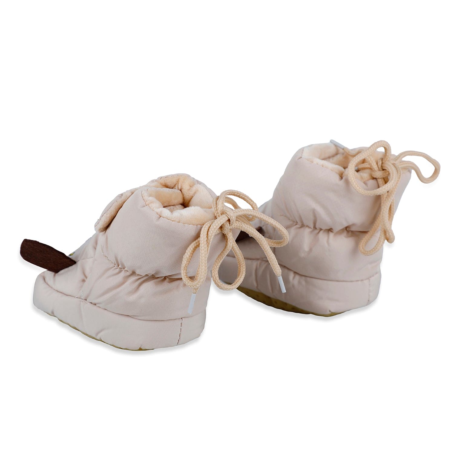 Baby Moo Elephant Soft Fleece Lined Velcro Anti Skid Booties - Beige