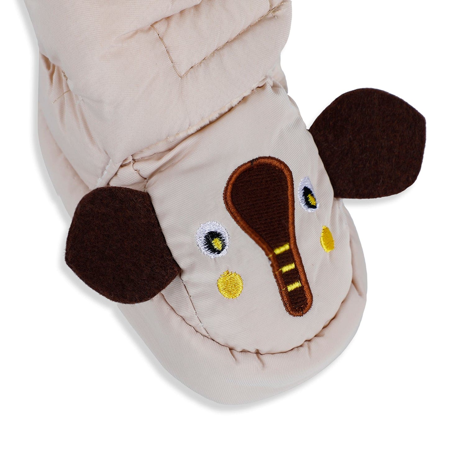 Baby Moo Elephant Soft Fleece Lined Velcro Anti Skid Booties - Beige