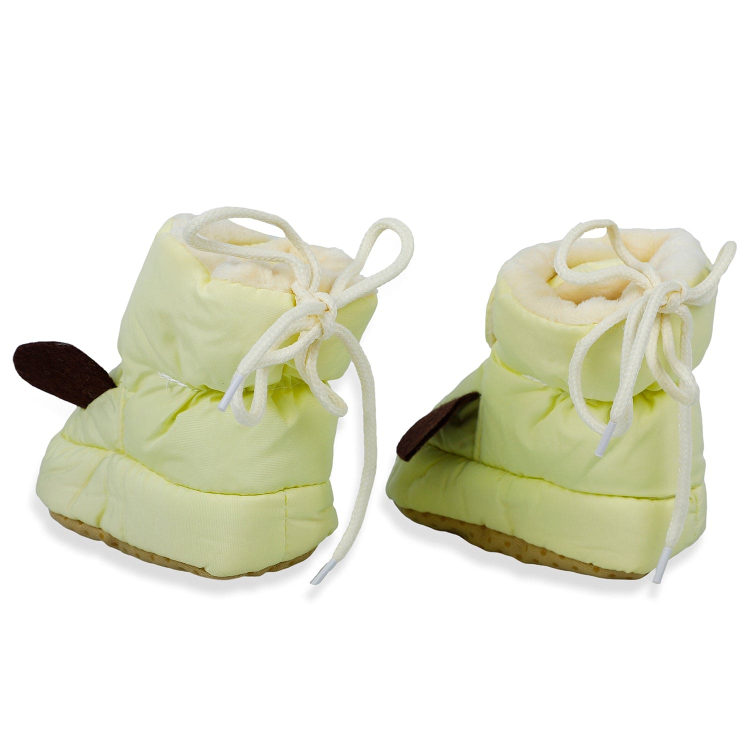 Baby Moo Elephant Soft Fleece Lined Velcro Anti Skid Booties - Yellow