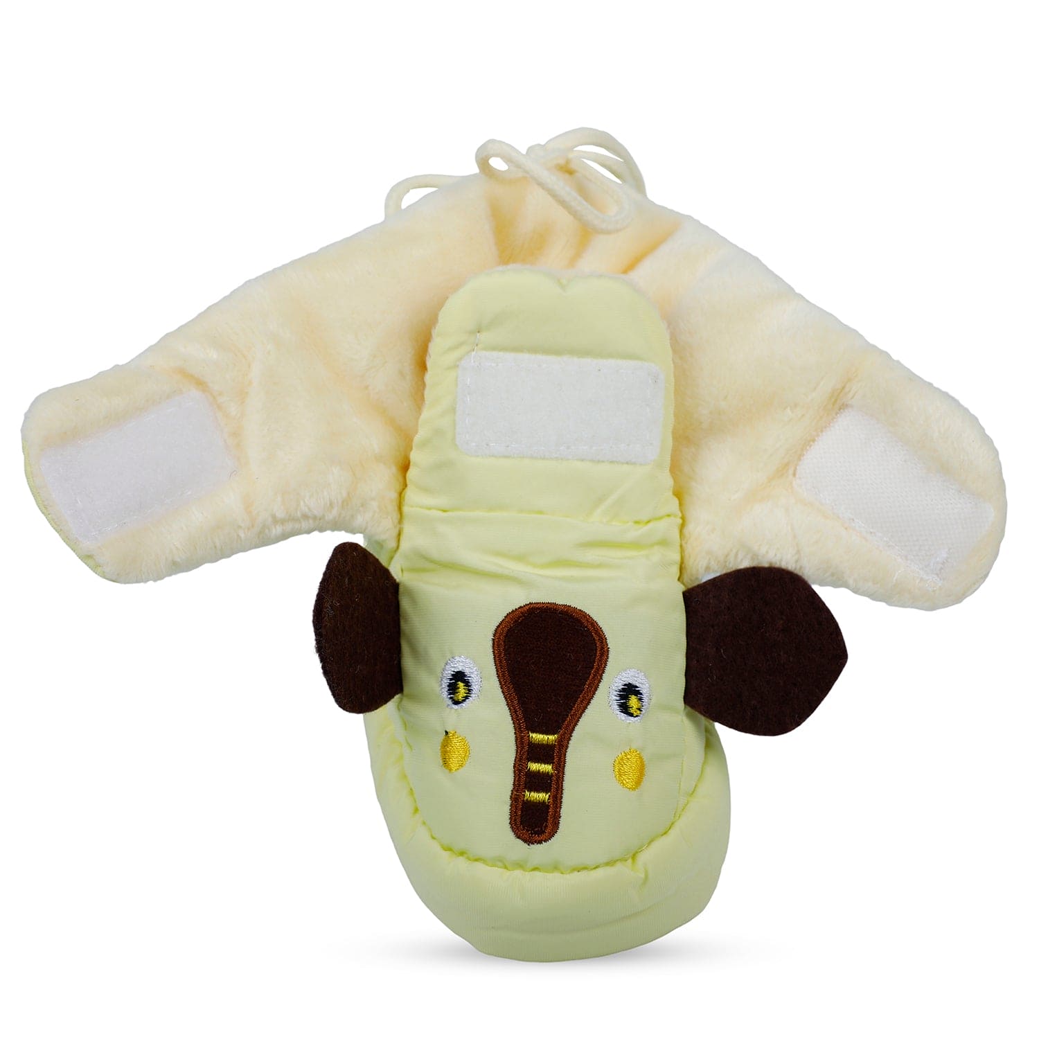 Baby Moo Elephant Soft Fleece Lined Velcro Anti Skid Booties - Yellow