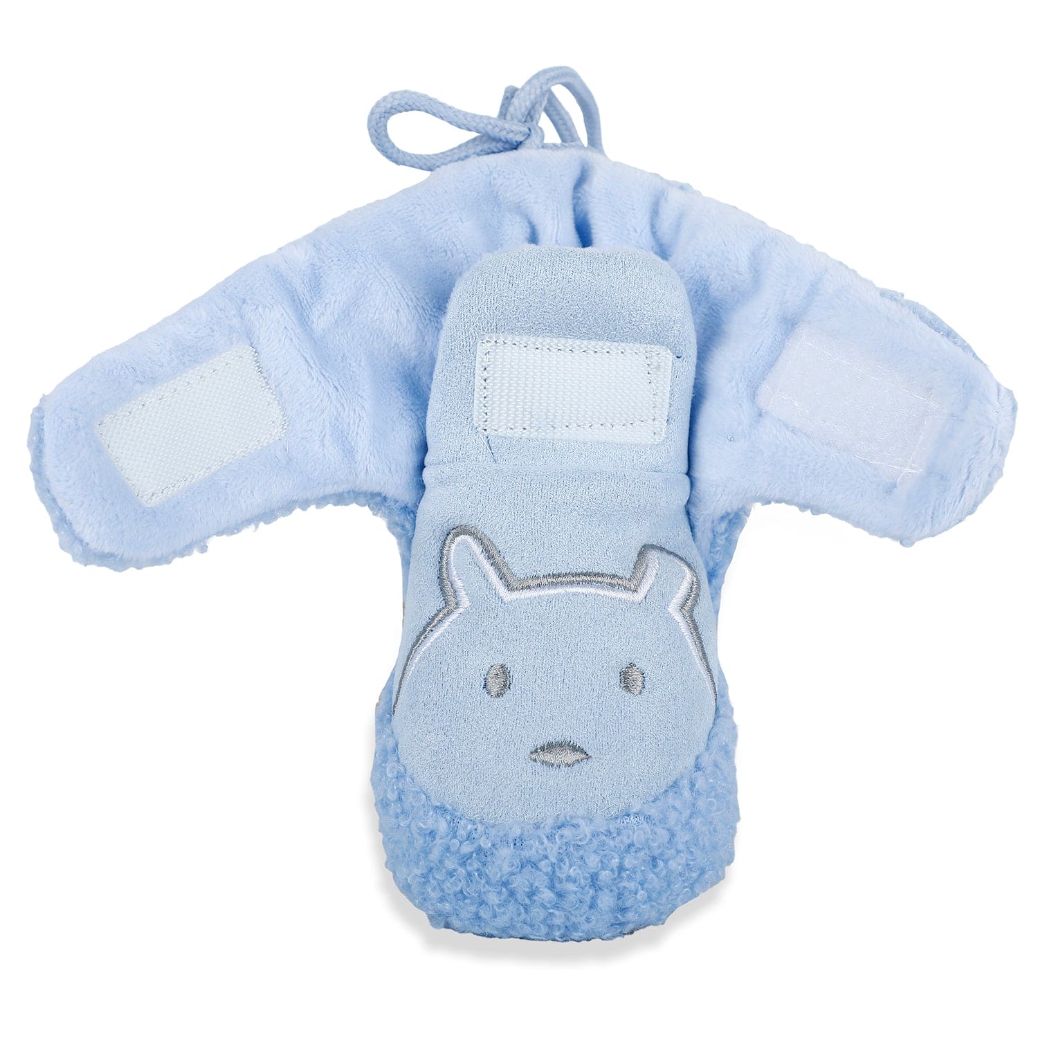 Baby Moo Bear Soft Fleece Lined Velcro Anti Skid Booties - Blue