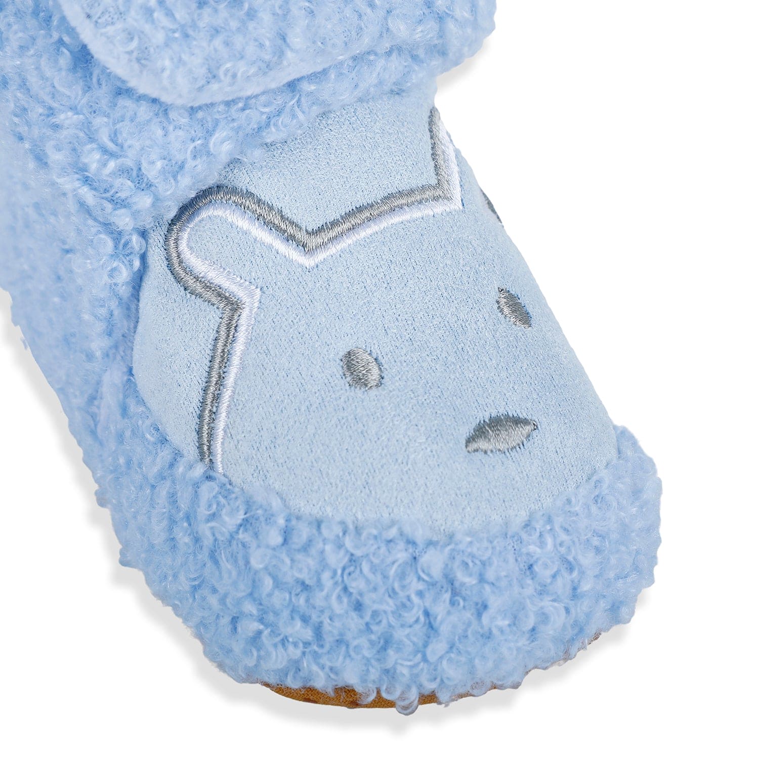 Baby Moo Bear Soft Fleece Lined Velcro Anti Skid Booties - Blue