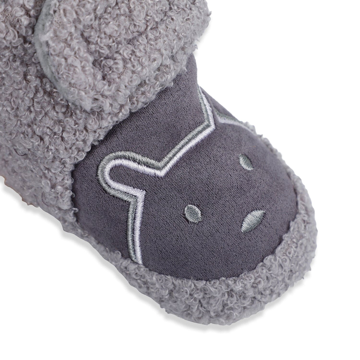 Baby Moo Bear Soft Fleece Lined Velcro Anti Skid Booties - Grey