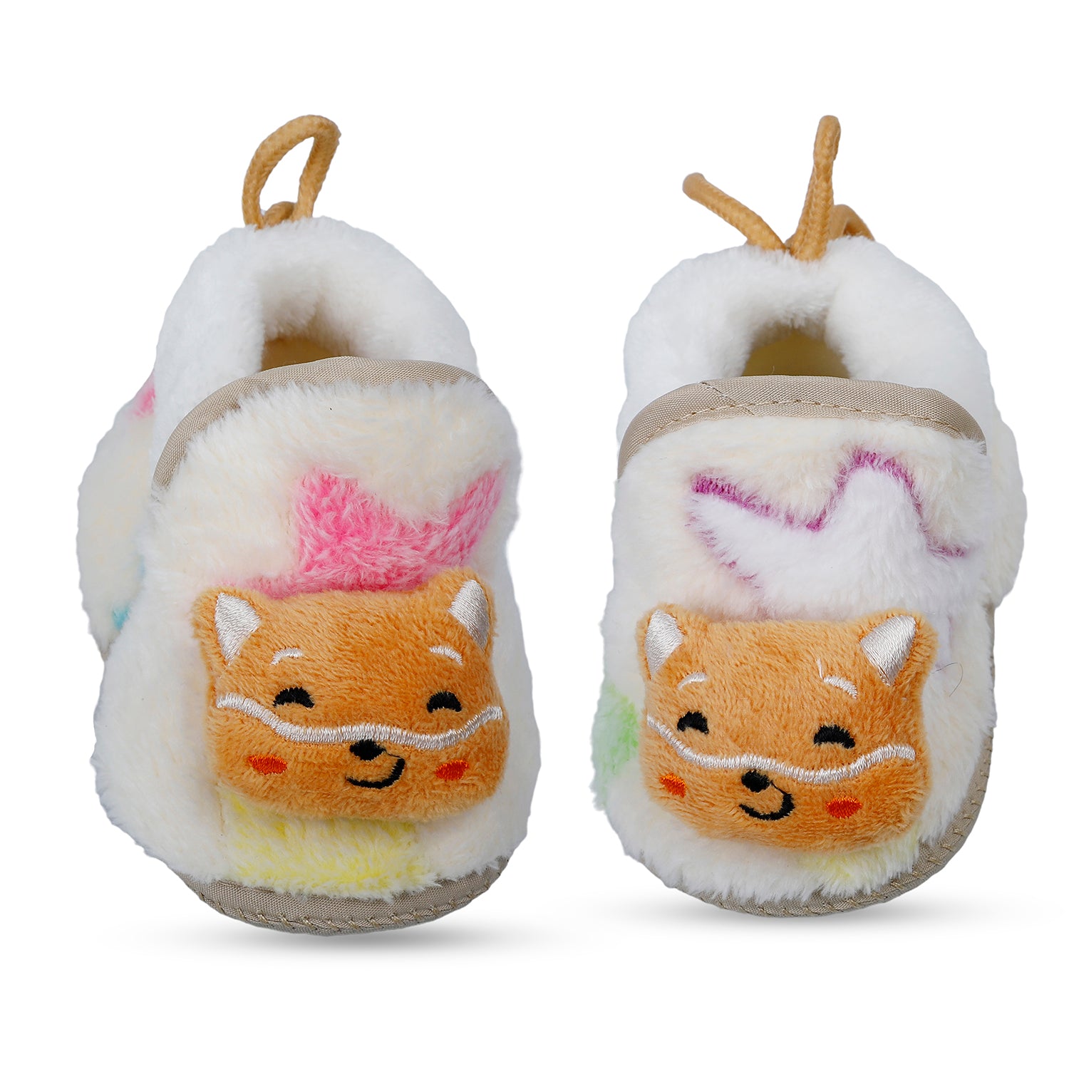 Baby Moo Kitten Mitten 3D Rattle Warm Anti Skid Booties - Cream