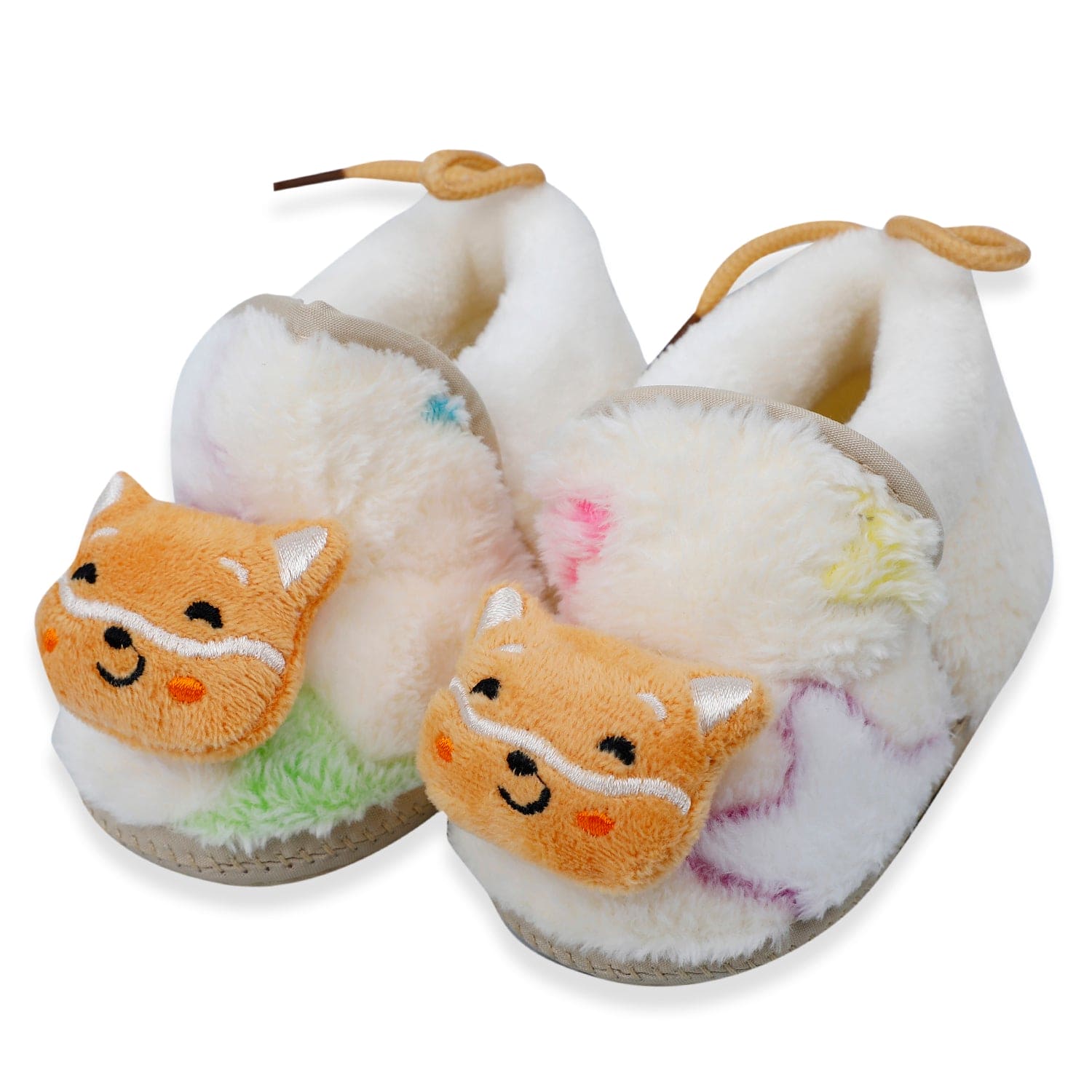 Baby Moo Kitten Mitten 3D Rattle Warm Anti Skid Booties - White