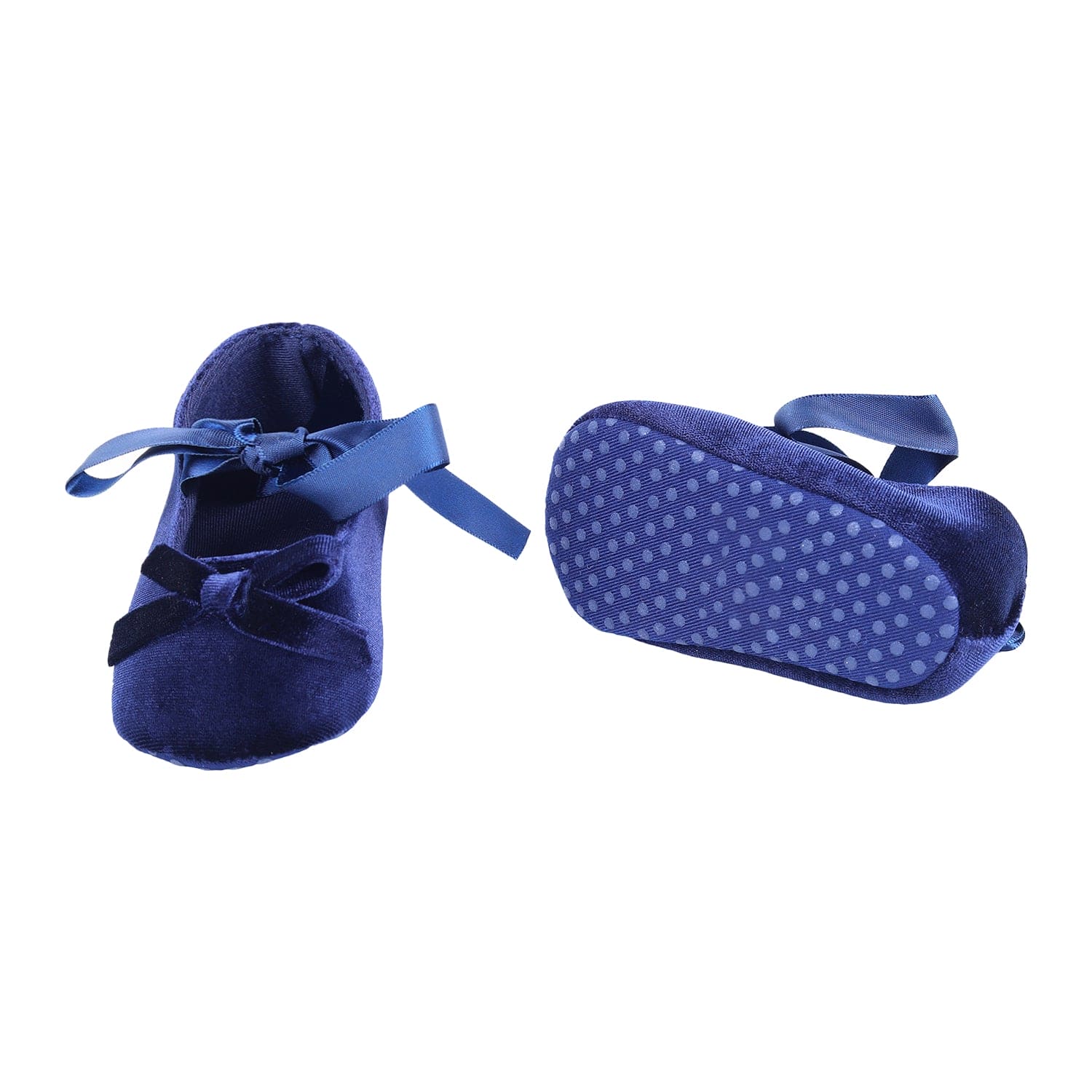 Princess Bowknot Premium Girls Anti-Slip Ballerina Booties - Blue