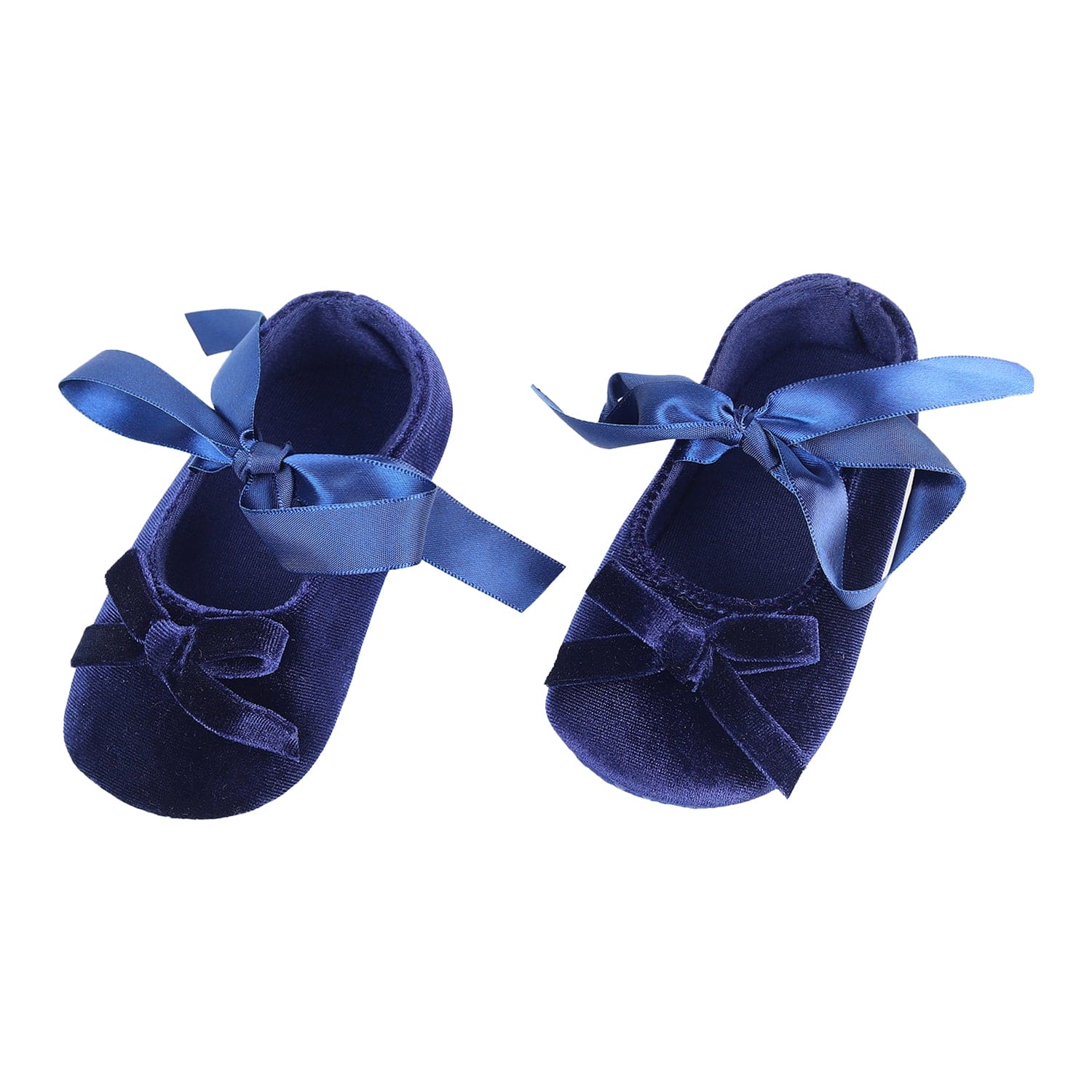 Princess Bowknot Premium Girls Anti-Slip Ballerina Booties - Blue