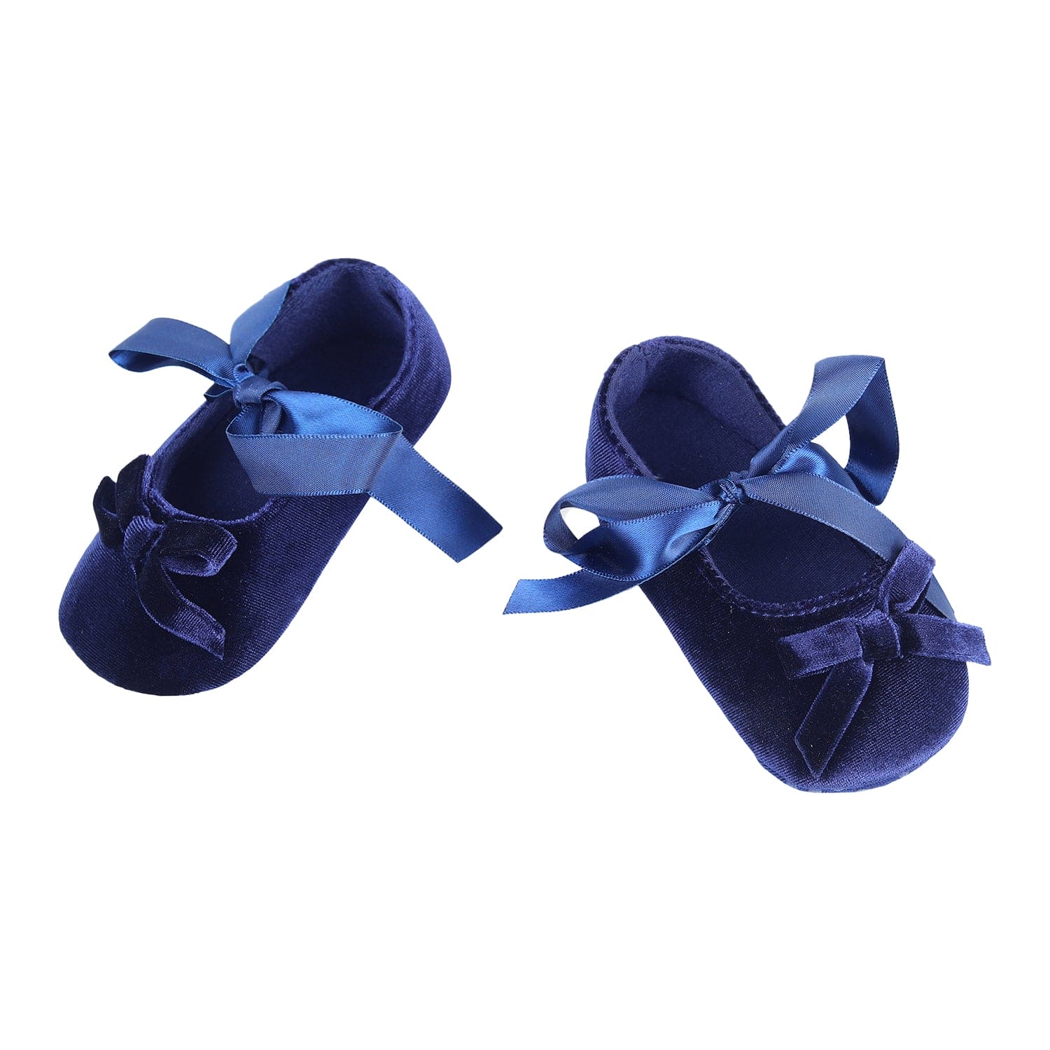Princess Bowknot Premium Girls Anti-Slip Ballerina Booties - Blue