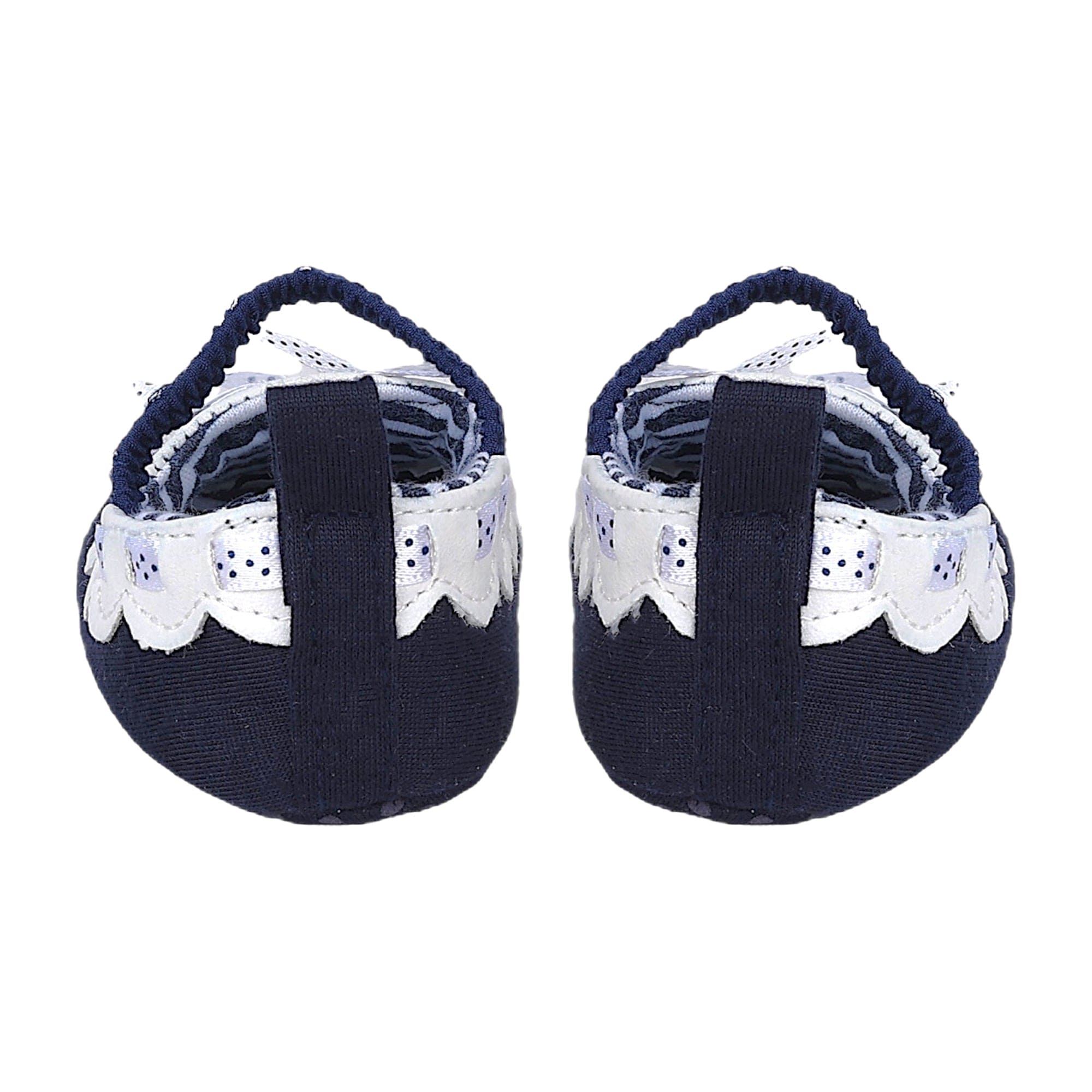 Baby Moo Bow Knot Elastic Strap Slip-On Anti-Skid Ballerina Booties - Navy Blue