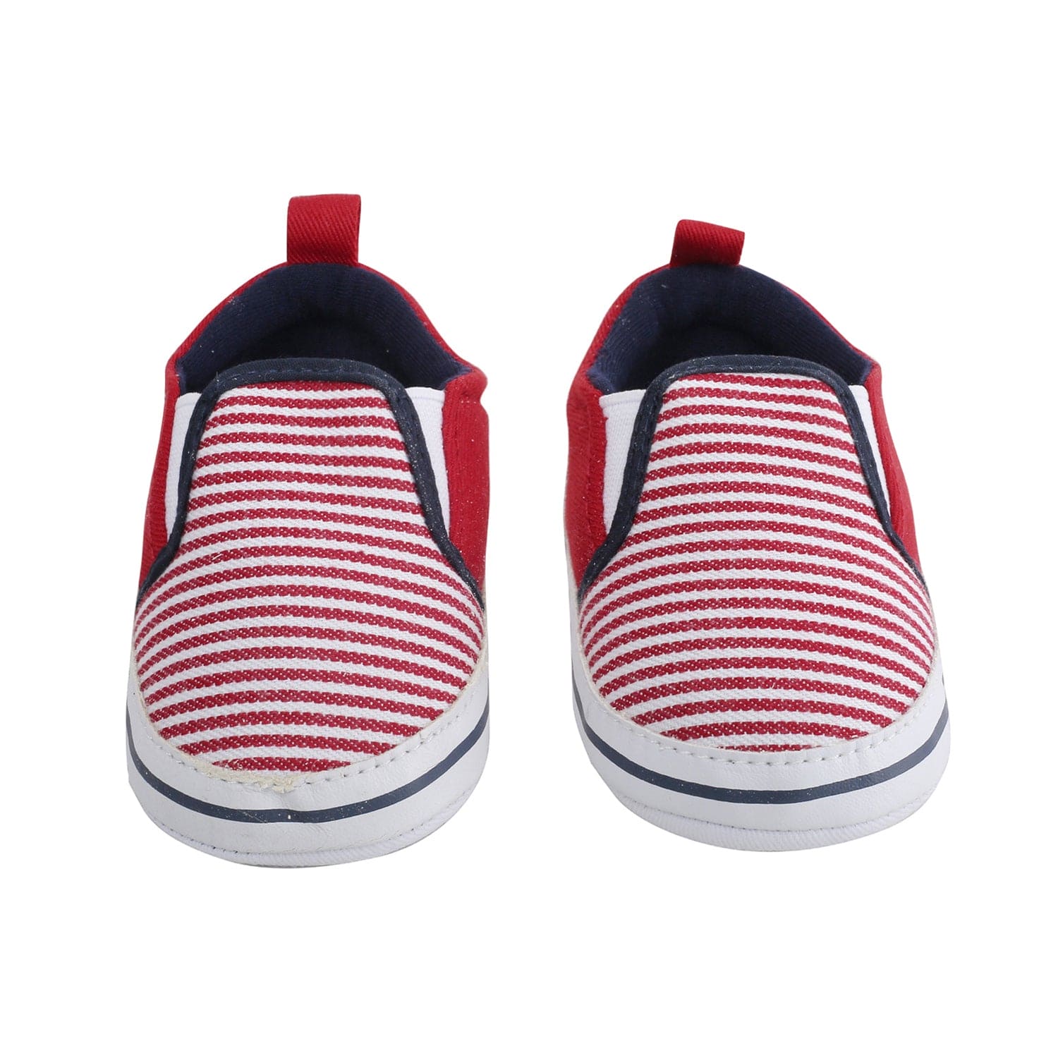 Baby Moo Striped Red Slip-On Booties