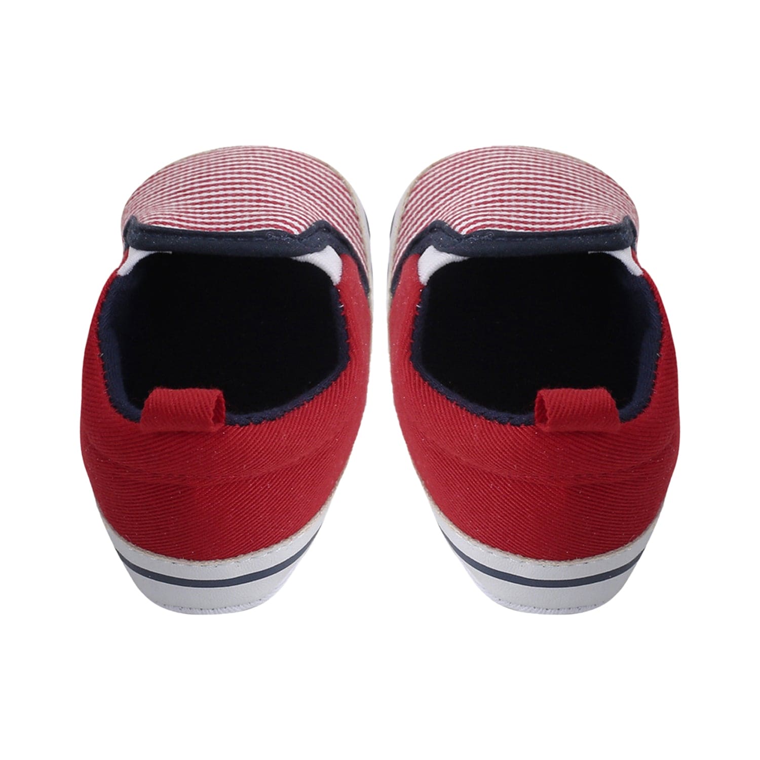 Baby Moo Striped Red Slip-On Booties
