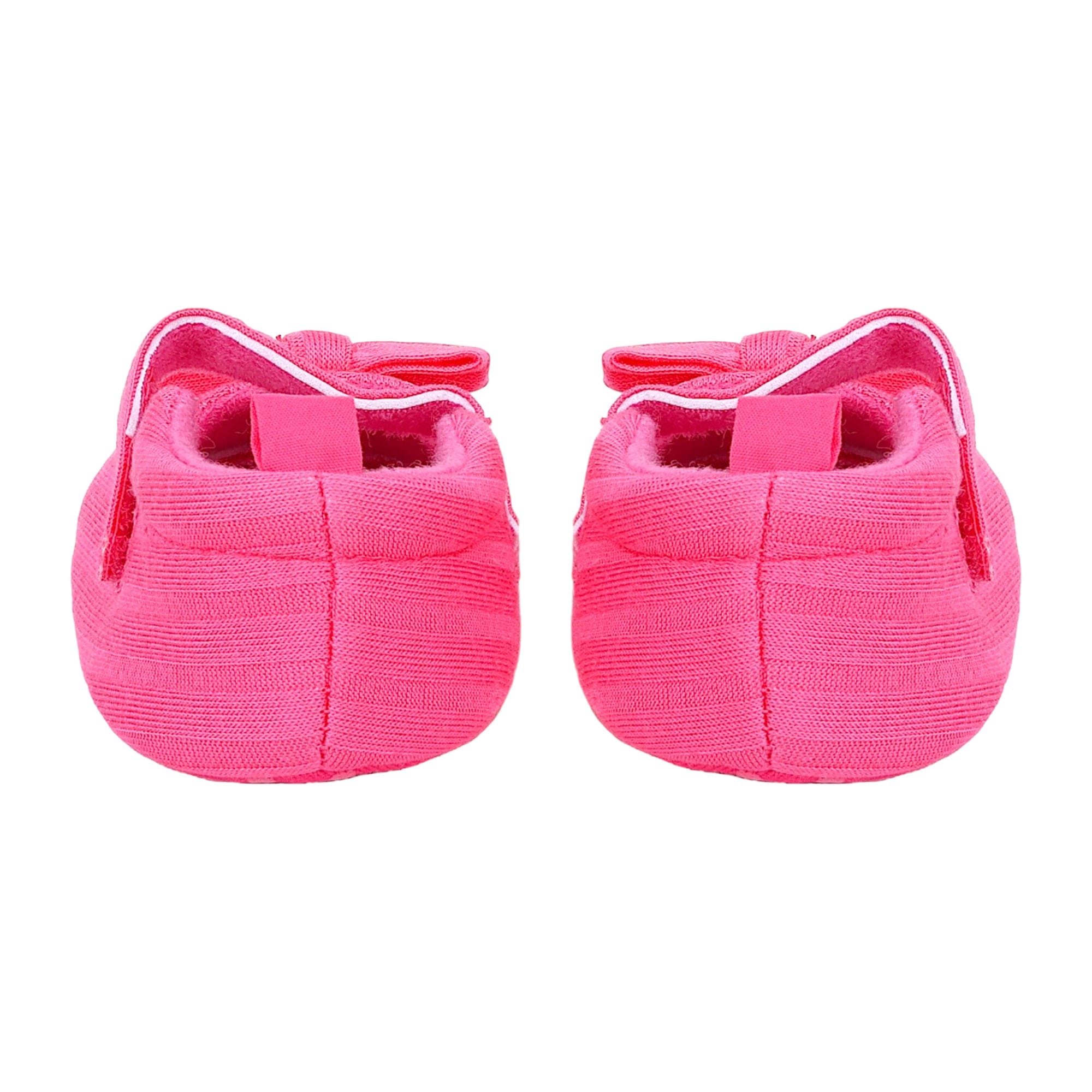 Baby Moo Bow Knot Velcro Strap Anti-Skid Ballerina Booties - Pink