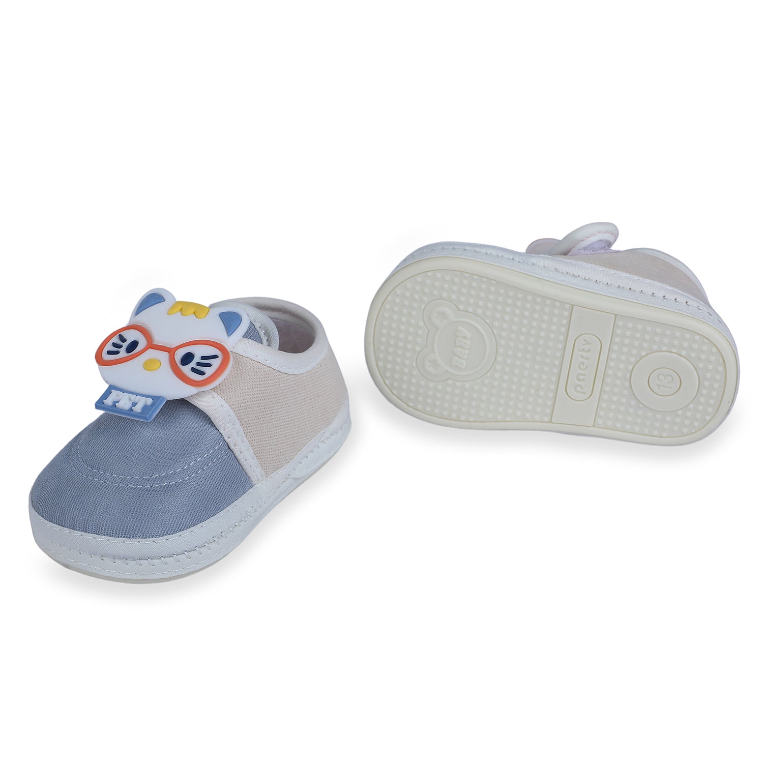 Baby Moo Kitty Love Soft Sole Anti-Slip Booties - Blue - Baby Moo