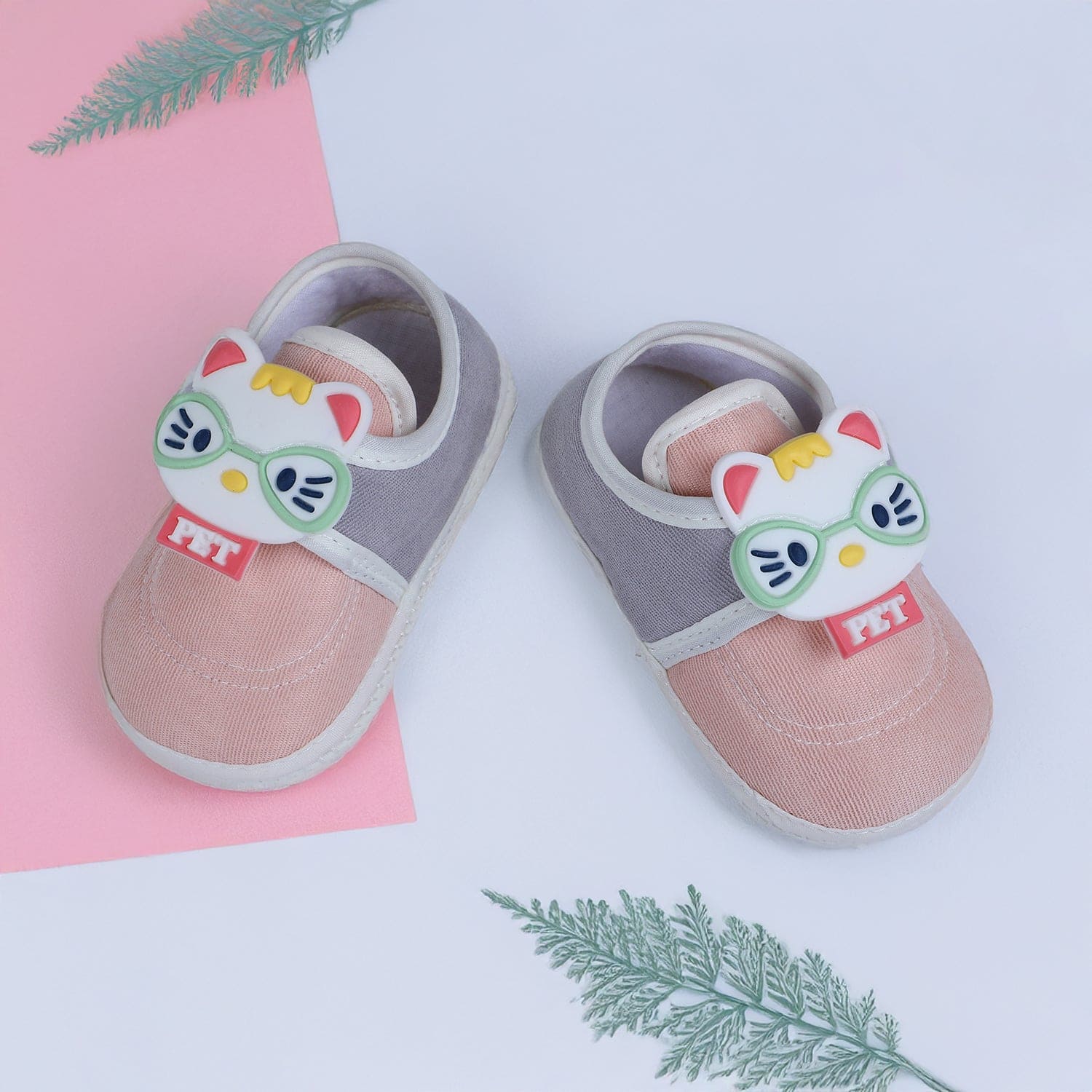 Baby Moo Kitty Love Soft Sole Anti-Slip Booties - Pink