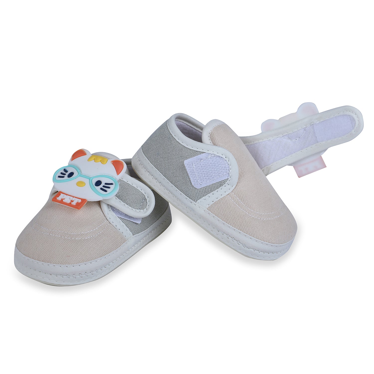 Baby Moo Kitty Love Soft Sole Anti-Slip Booties - Beige - Baby Moo