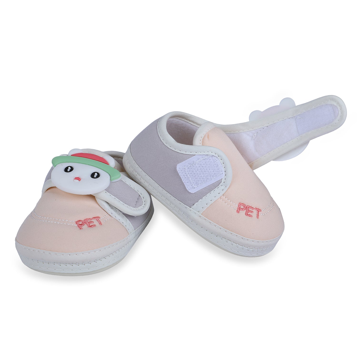 Baby Moo Persian Kitty Soft Sole Anti-Slip Booties - Peach - Baby Moo