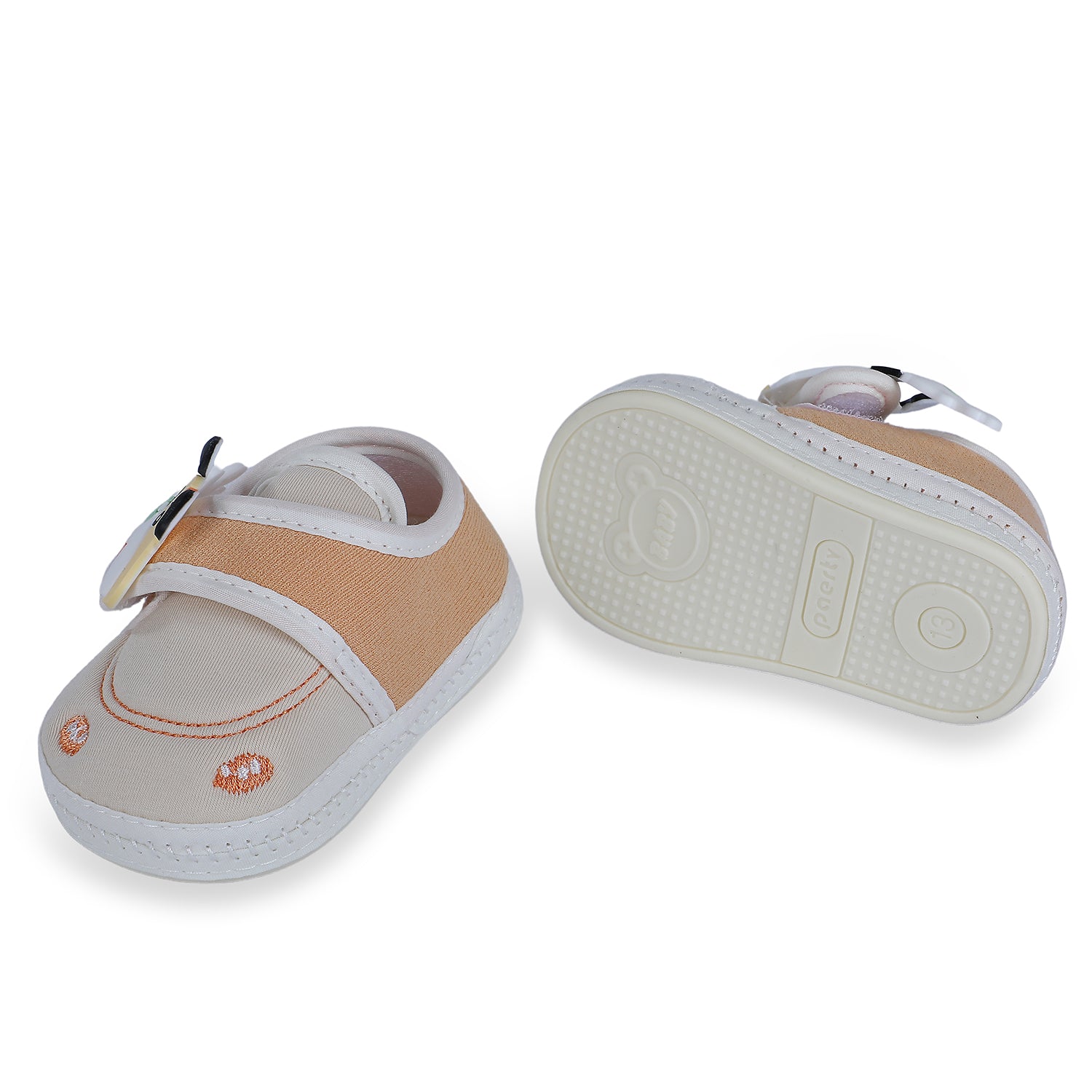 Baby Moo Puppy Face Soft Sole Anti-Slip Booties - Beige - Baby Moo
