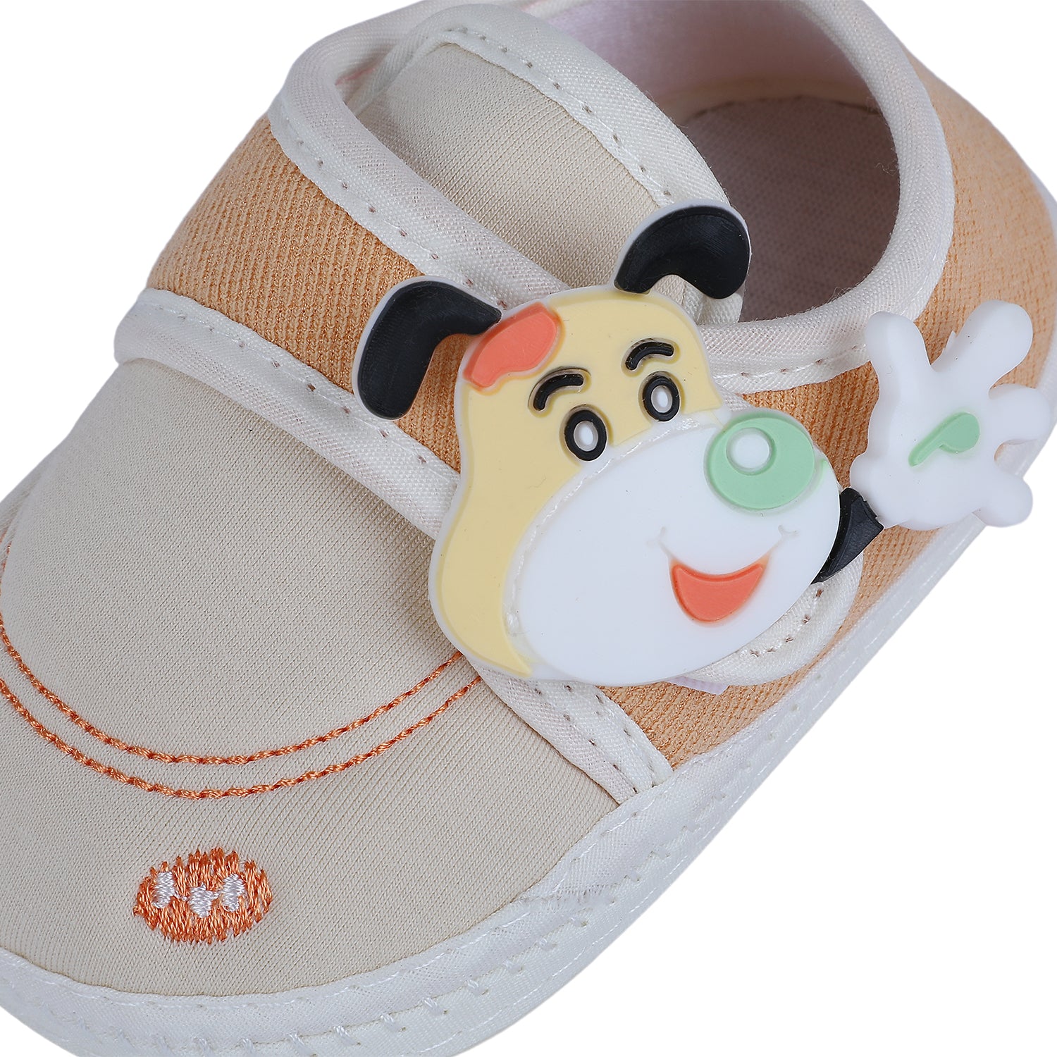 Baby Moo Puppy Face Soft Sole Anti-Slip Booties - Beige - Baby Moo