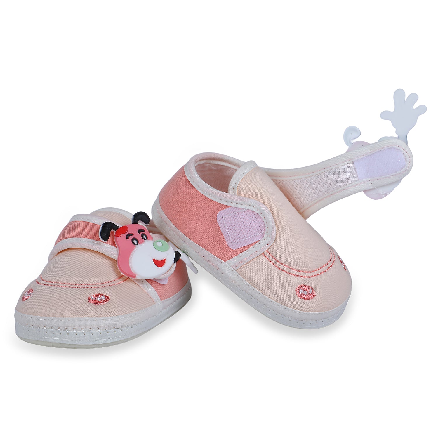 Baby Moo Puppy Face Soft Sole Anti-Slip Booties - Pink - Baby Moo