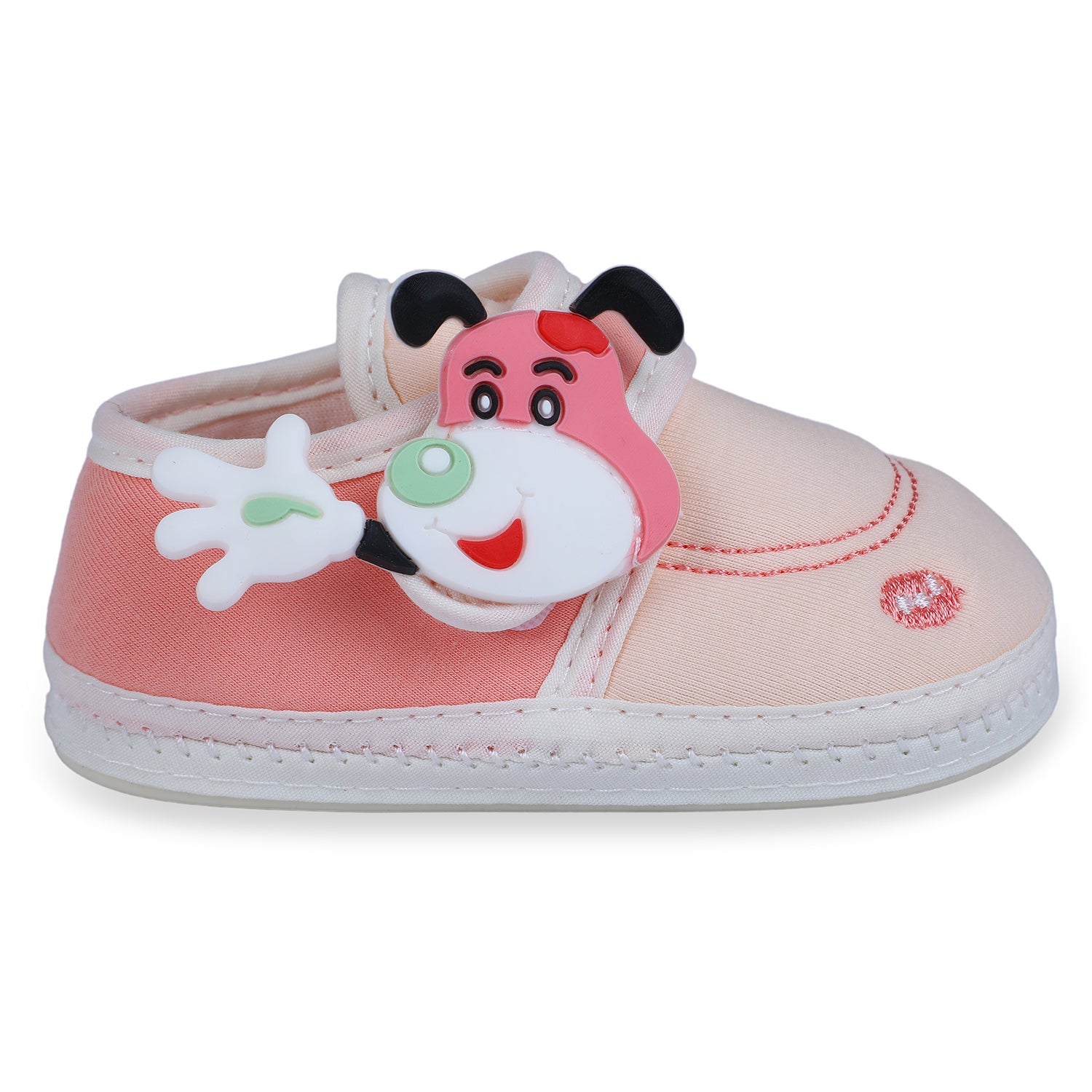 Baby Moo Puppy Face Soft Sole Anti-Slip Booties - Pink - Baby Moo