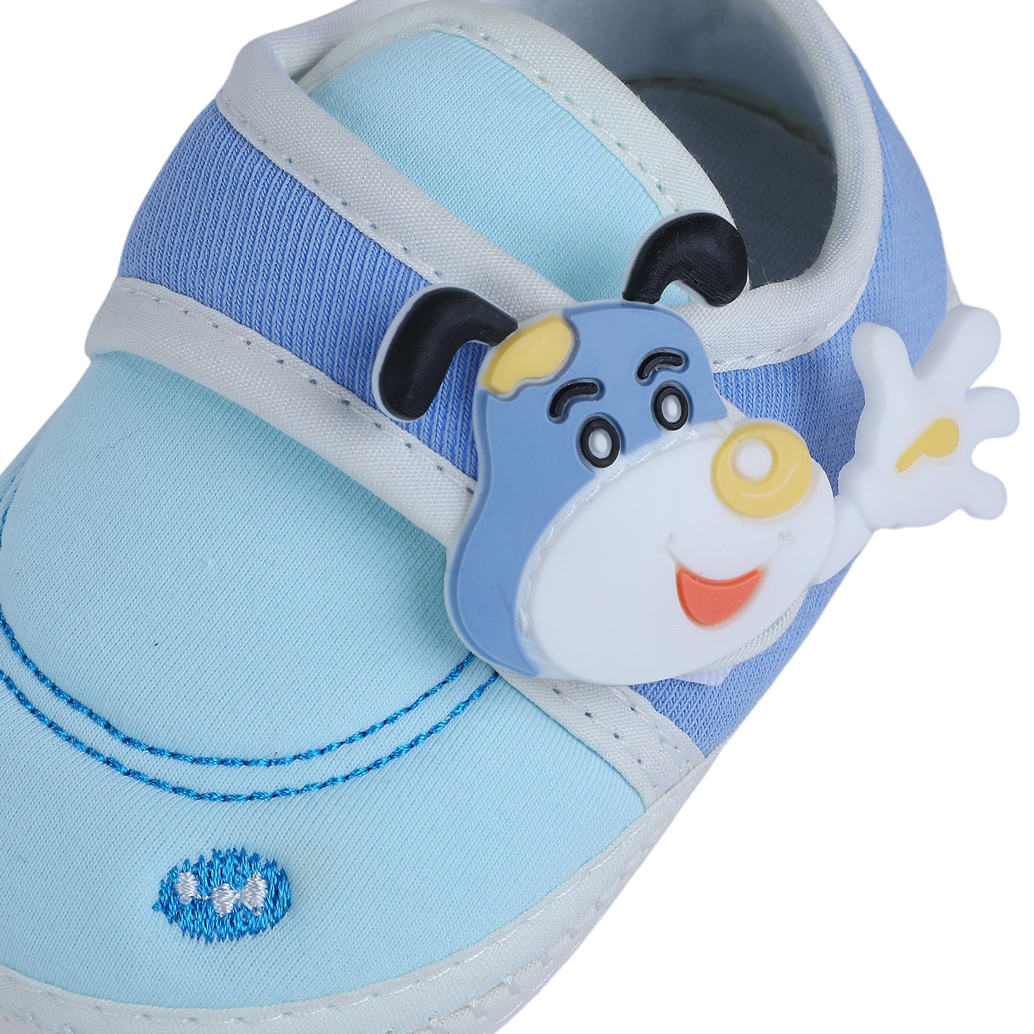 Baby Moo Puppy Face Soft Sole Anti-Slip Booties - Blue - Baby Moo