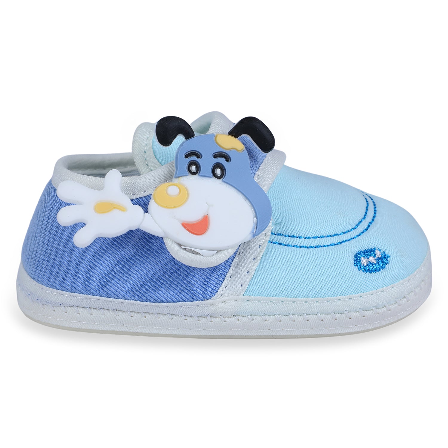 Baby Moo Puppy Face Soft Sole Anti-Slip Booties - Blue - Baby Moo