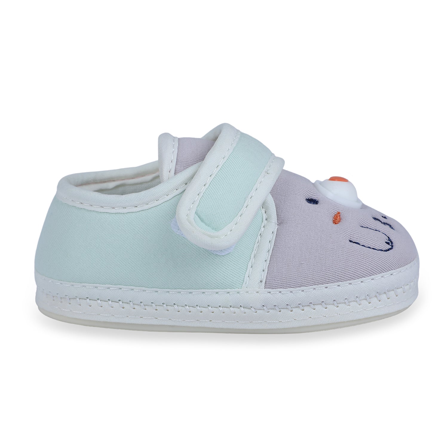Baby Moo Smiling Bear Soft Sole Anti-Slip Booties - Grey - Baby Moo