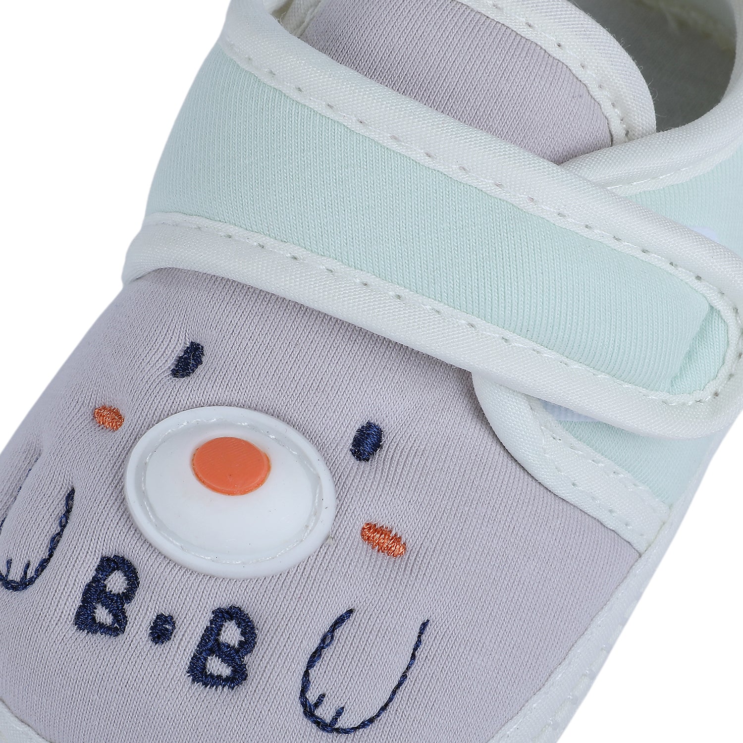 Baby Moo Smiling Bear Soft Sole Anti-Slip Booties - Grey - Baby Moo