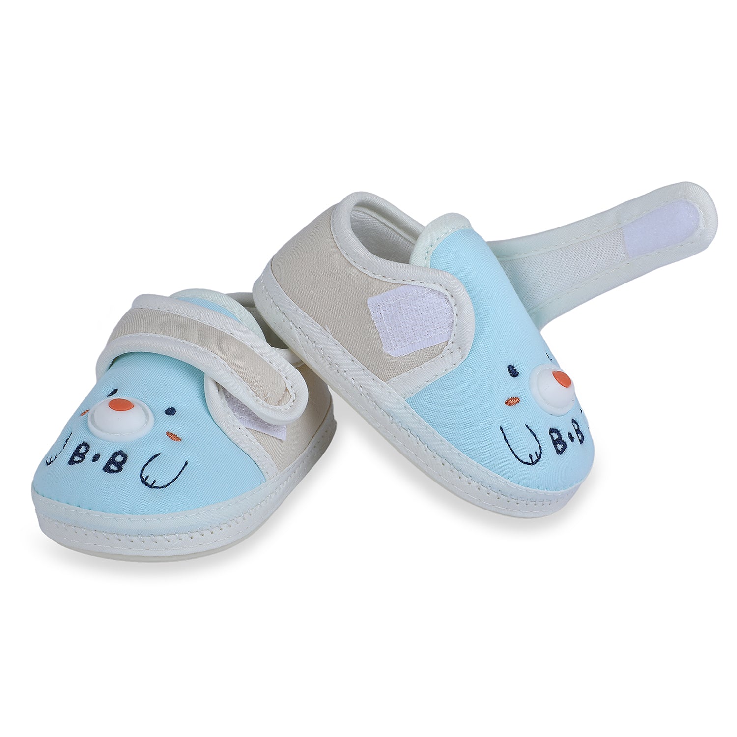 Baby Moo Smiling Bear Soft Sole Anti-Slip Booties - Blue - Baby Moo