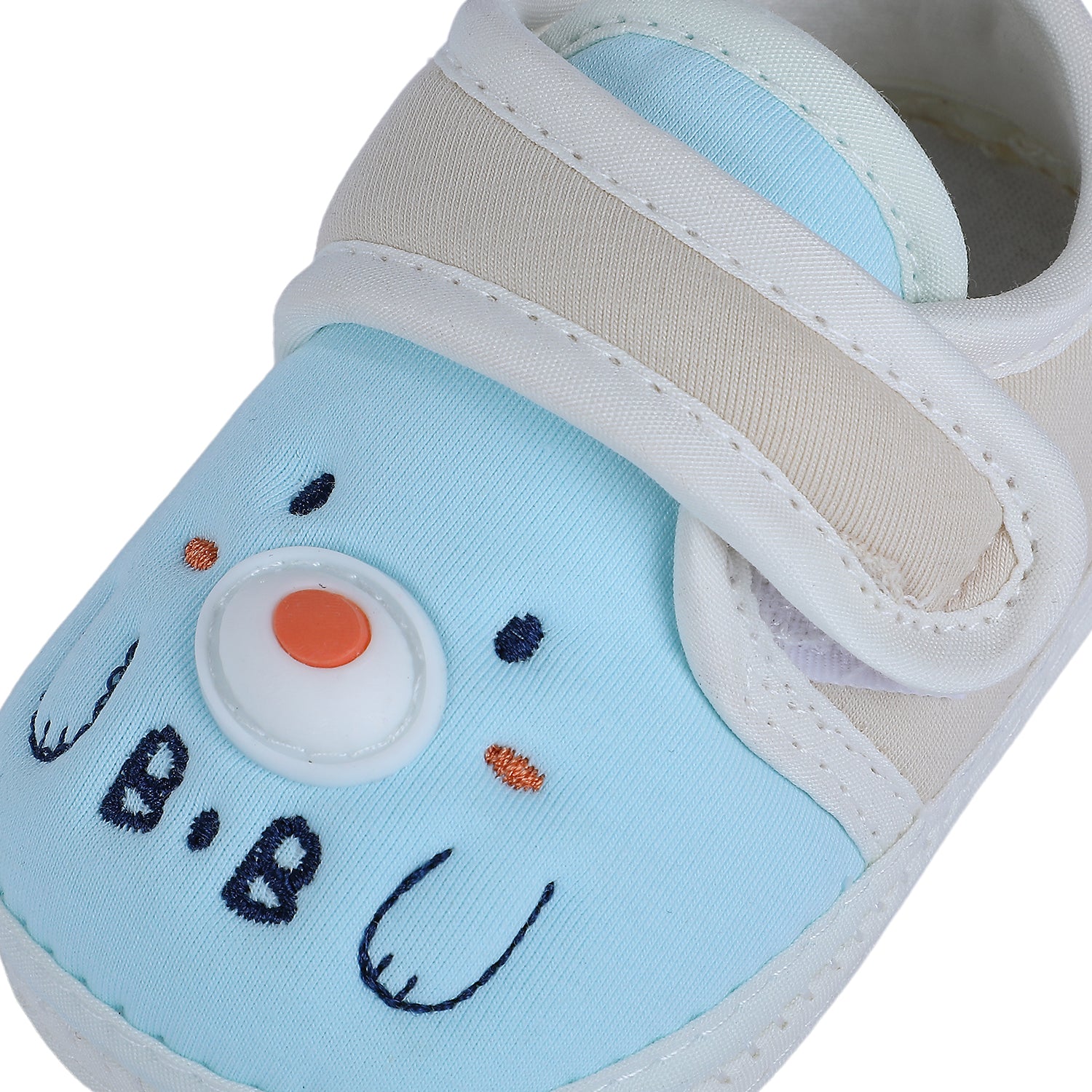 Baby Moo Smiling Bear Soft Sole Anti-Slip Booties - Blue - Baby Moo
