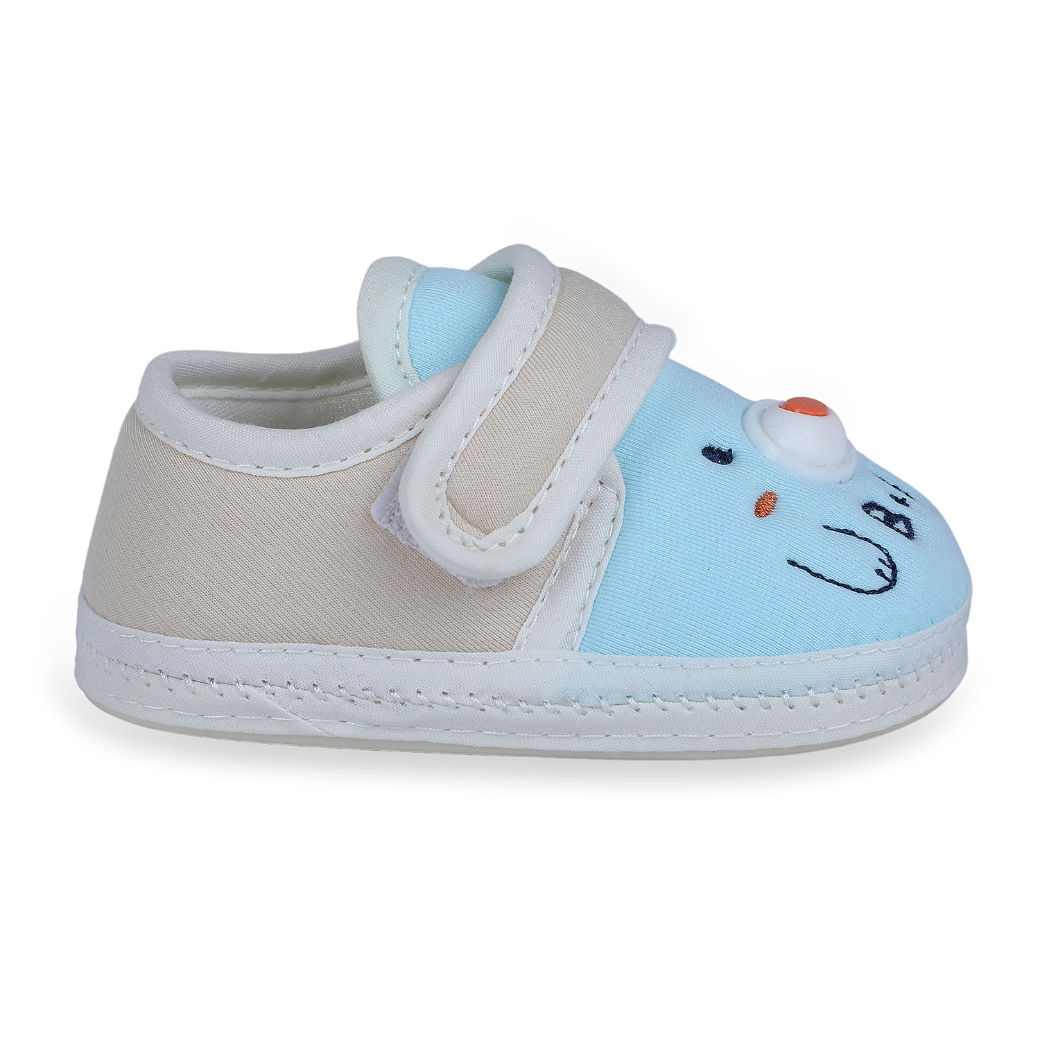 Baby Moo Smiling Bear Soft Sole Anti-Slip Booties - Blue - Baby Moo