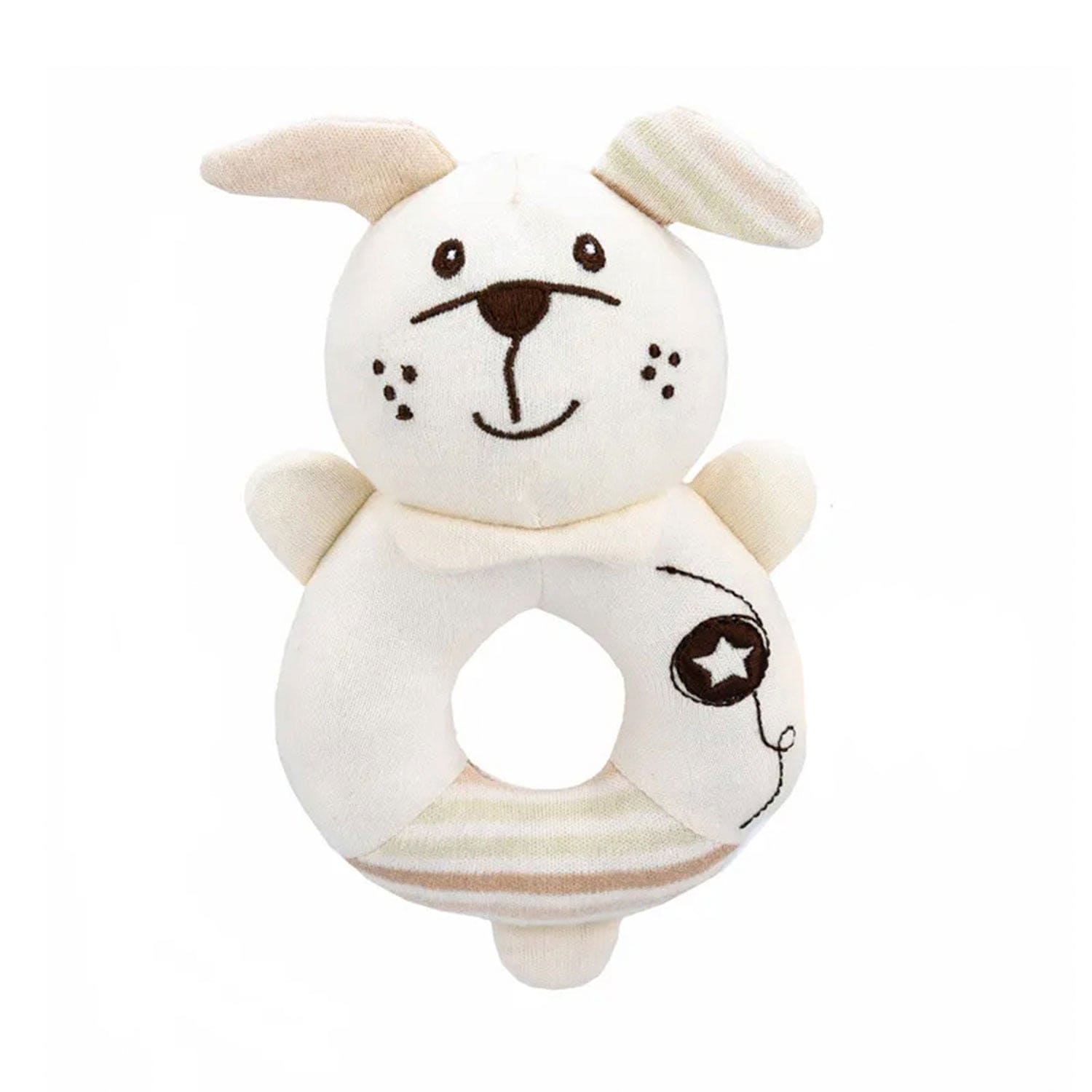 Baby Moo Puppy Love 2 Pack Squeaker Handheld Rattle Toy - Cream
