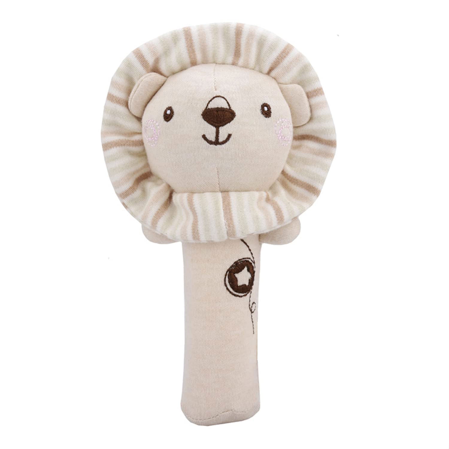 Baby Moo Little Lions 2 Pack Squeaker Handheld Rattle Toy - Beige