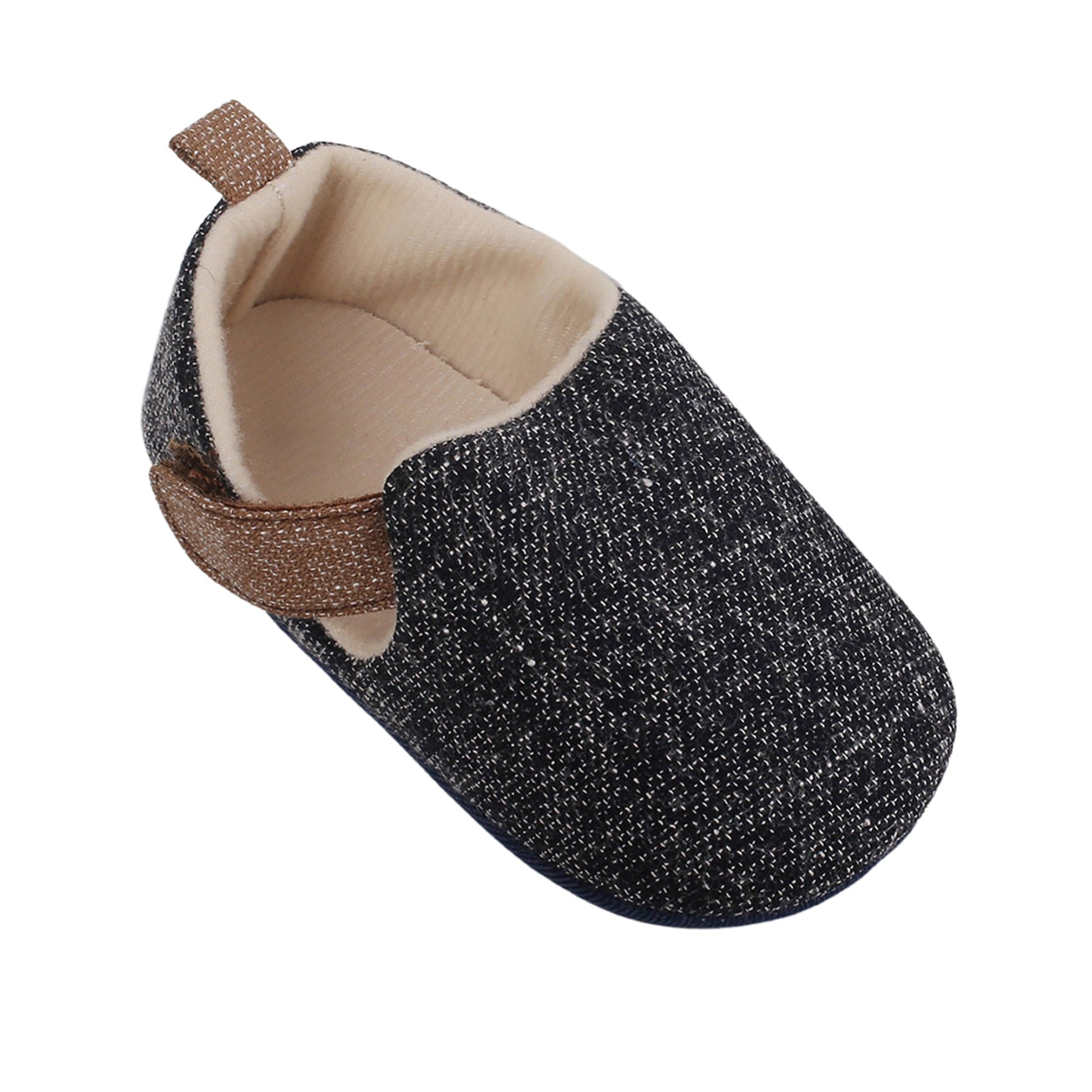 Baby Moo Textured Black Velcro Booties