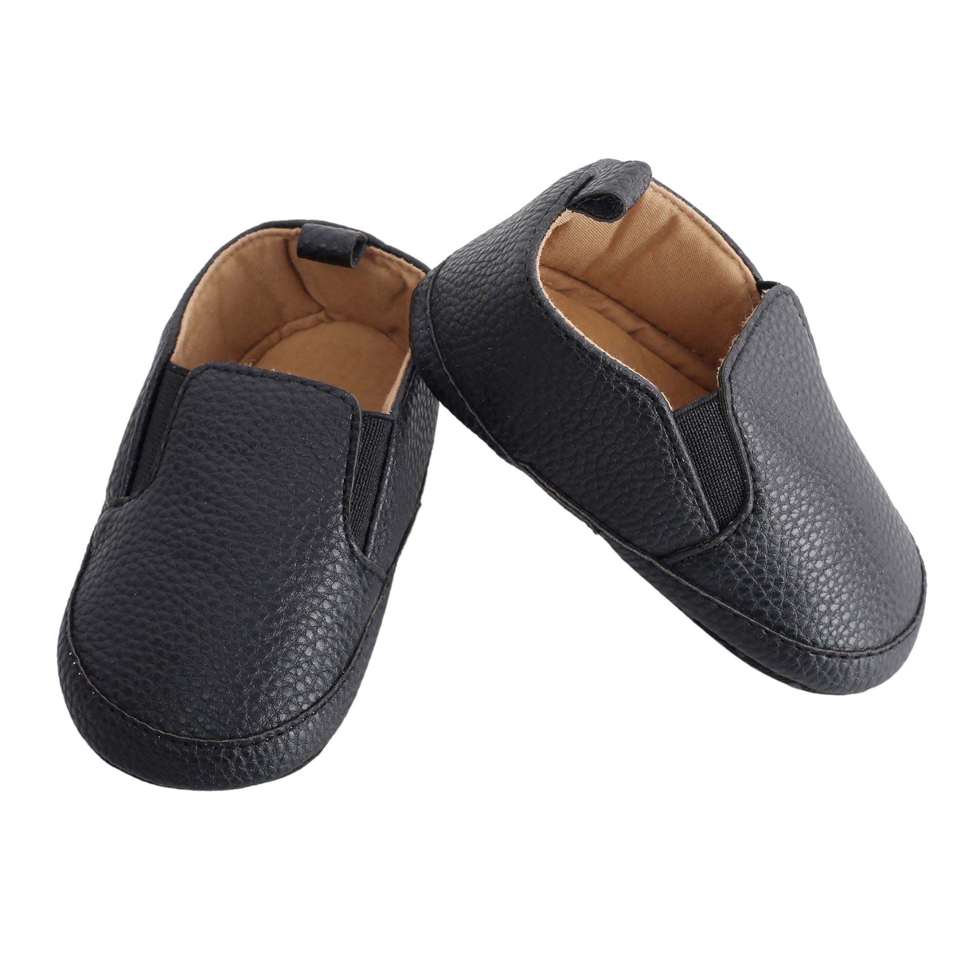 Baby Moo Leather Black Slip-On Booties