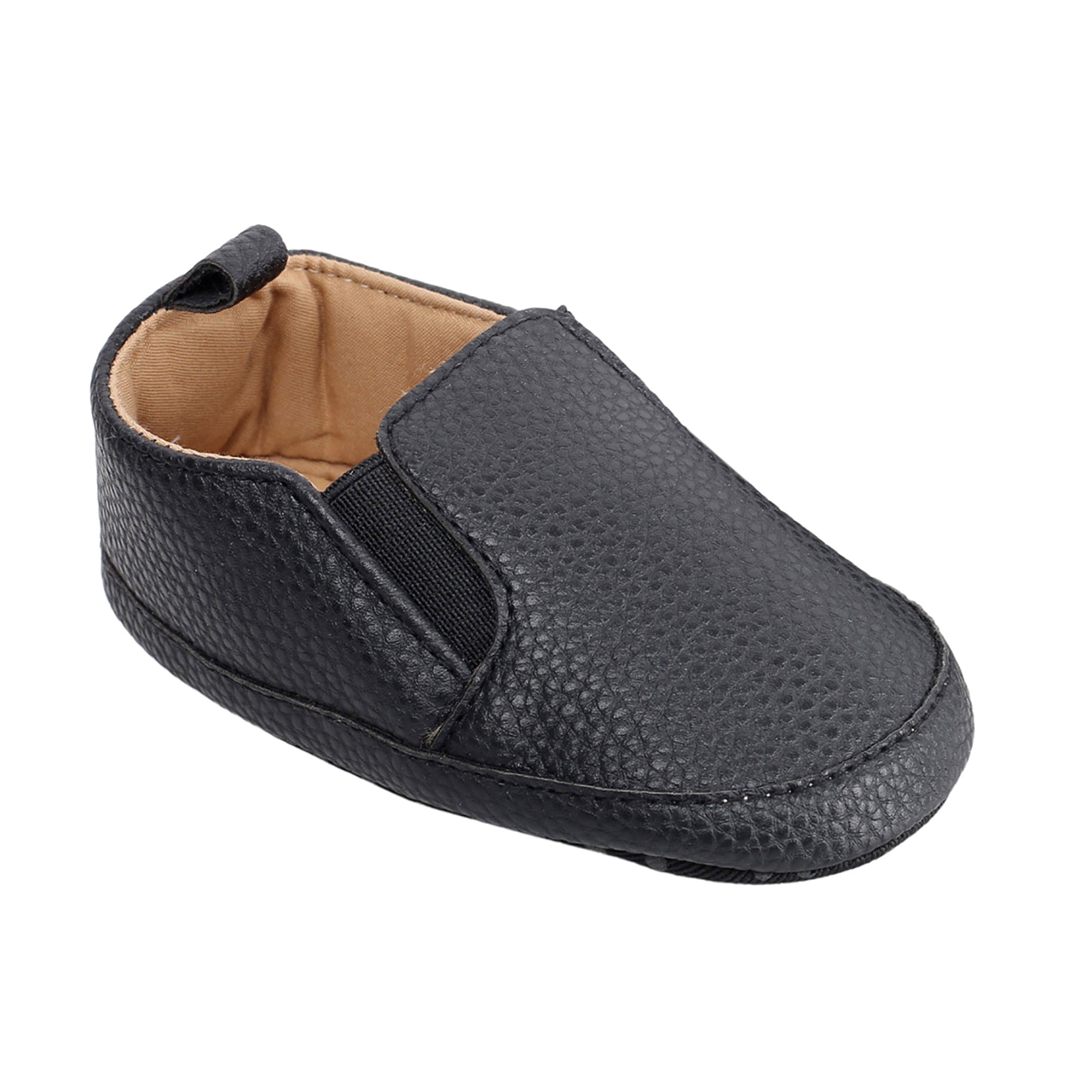 Baby Moo Leather Black Slip-On Booties