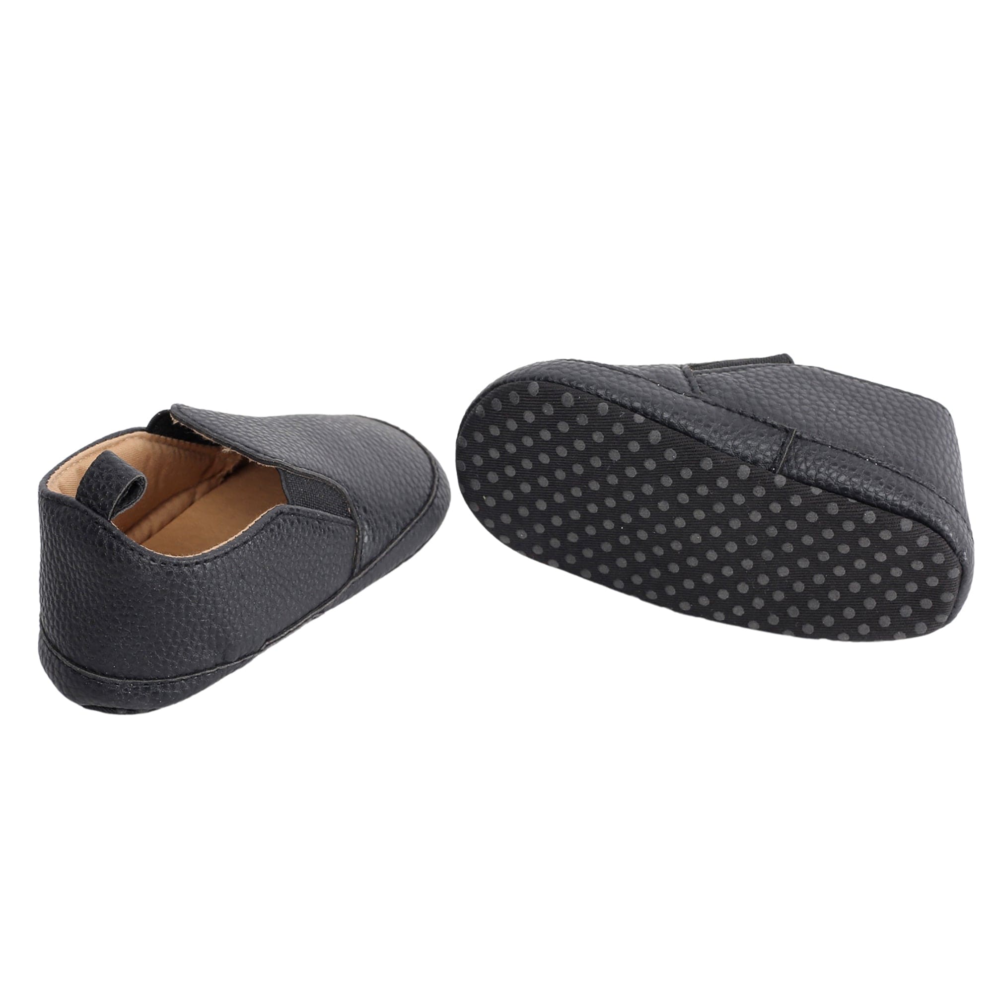 Baby Moo Leather Black Slip-On Booties
