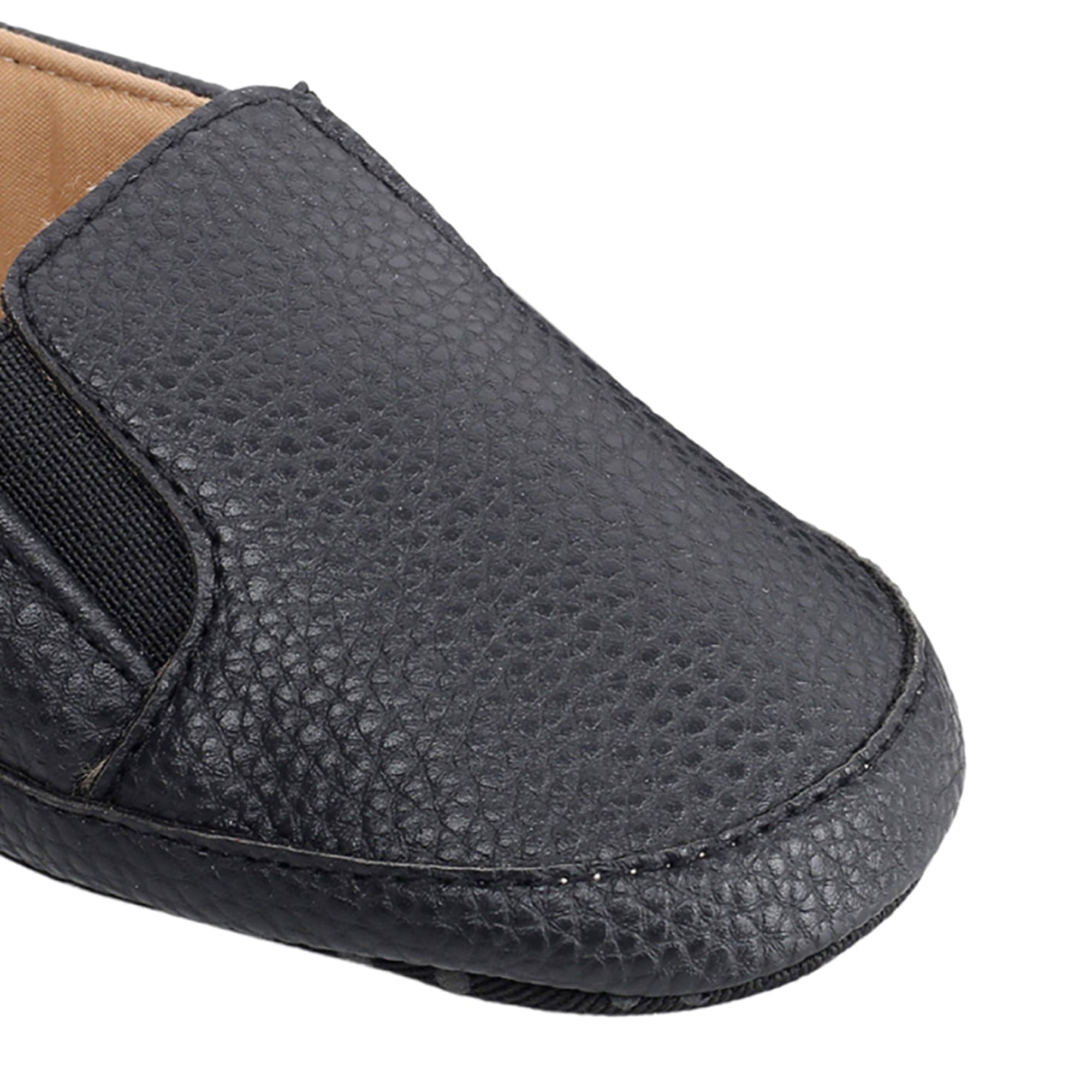 Baby Moo Leather Black Slip-On Booties