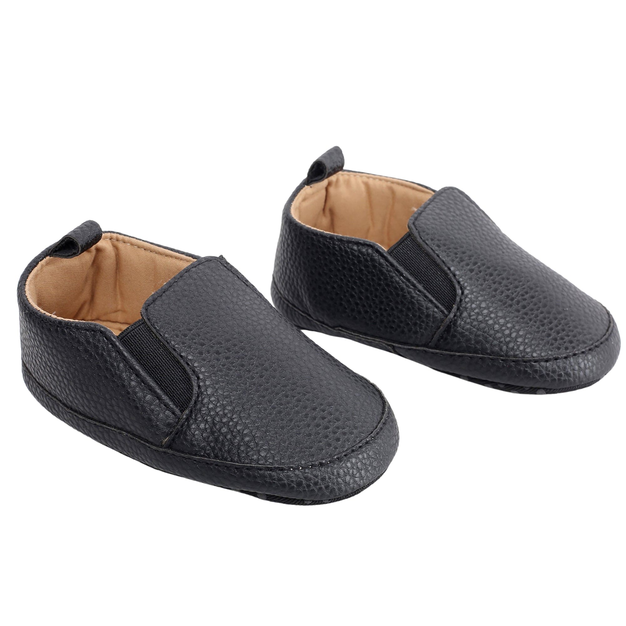 Baby Moo Leather Black Slip-On Booties