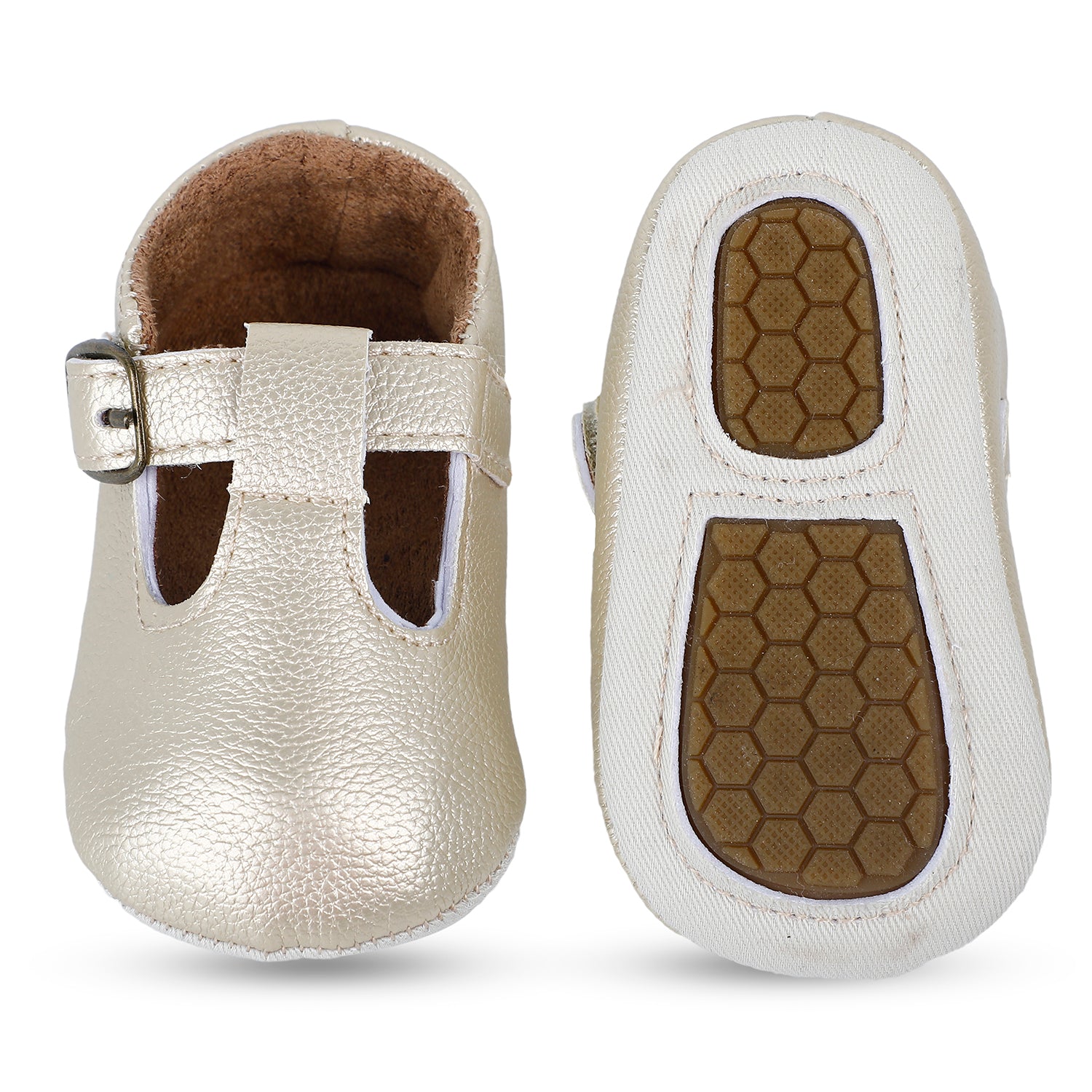 Baby Moo Dressy Metallic Gold Velcro Booties - Baby Moo