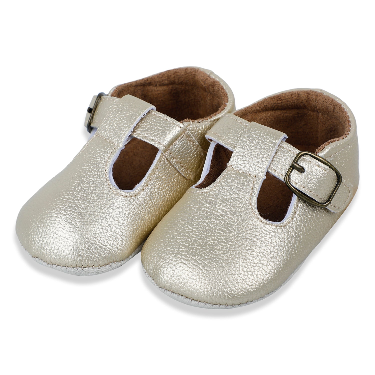 Baby Moo Dressy Metallic Gold Velcro Booties - Baby Moo