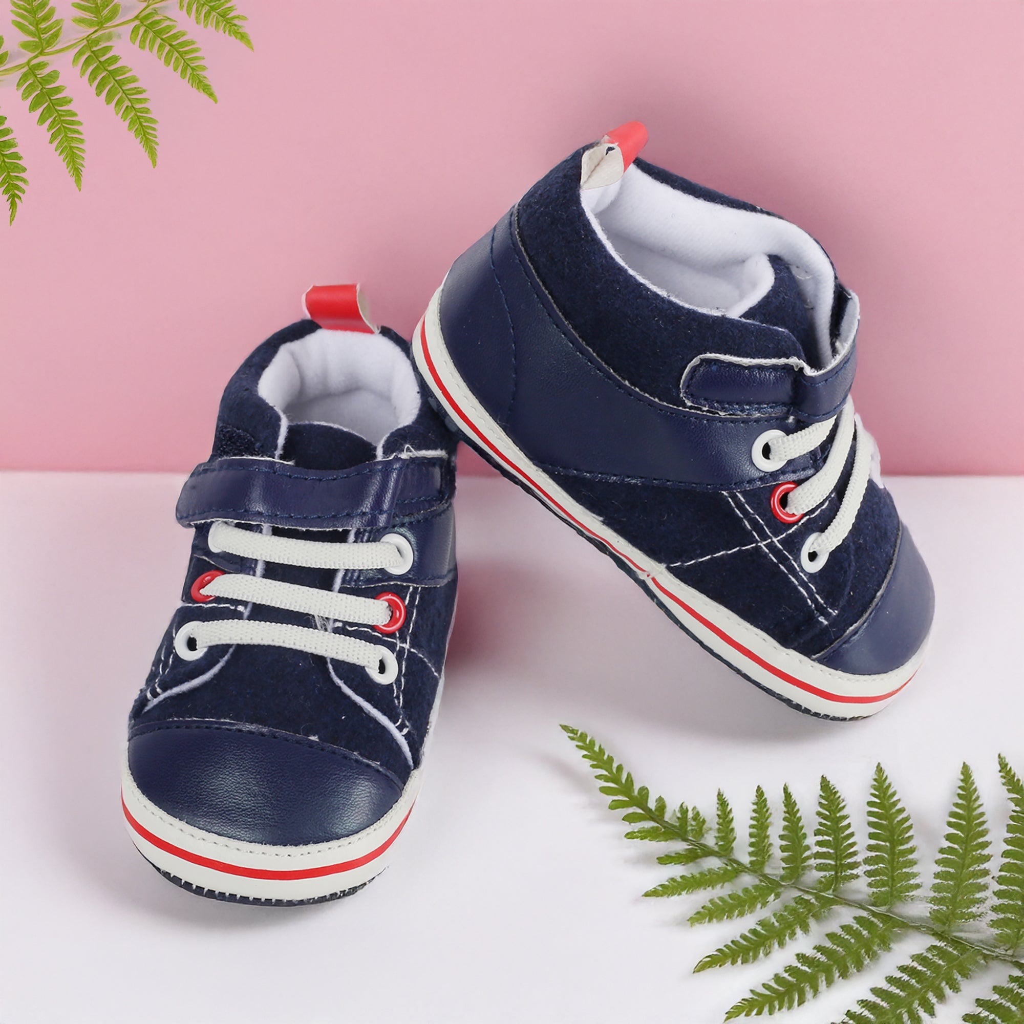 Casual Navy Blue Velcro Booties