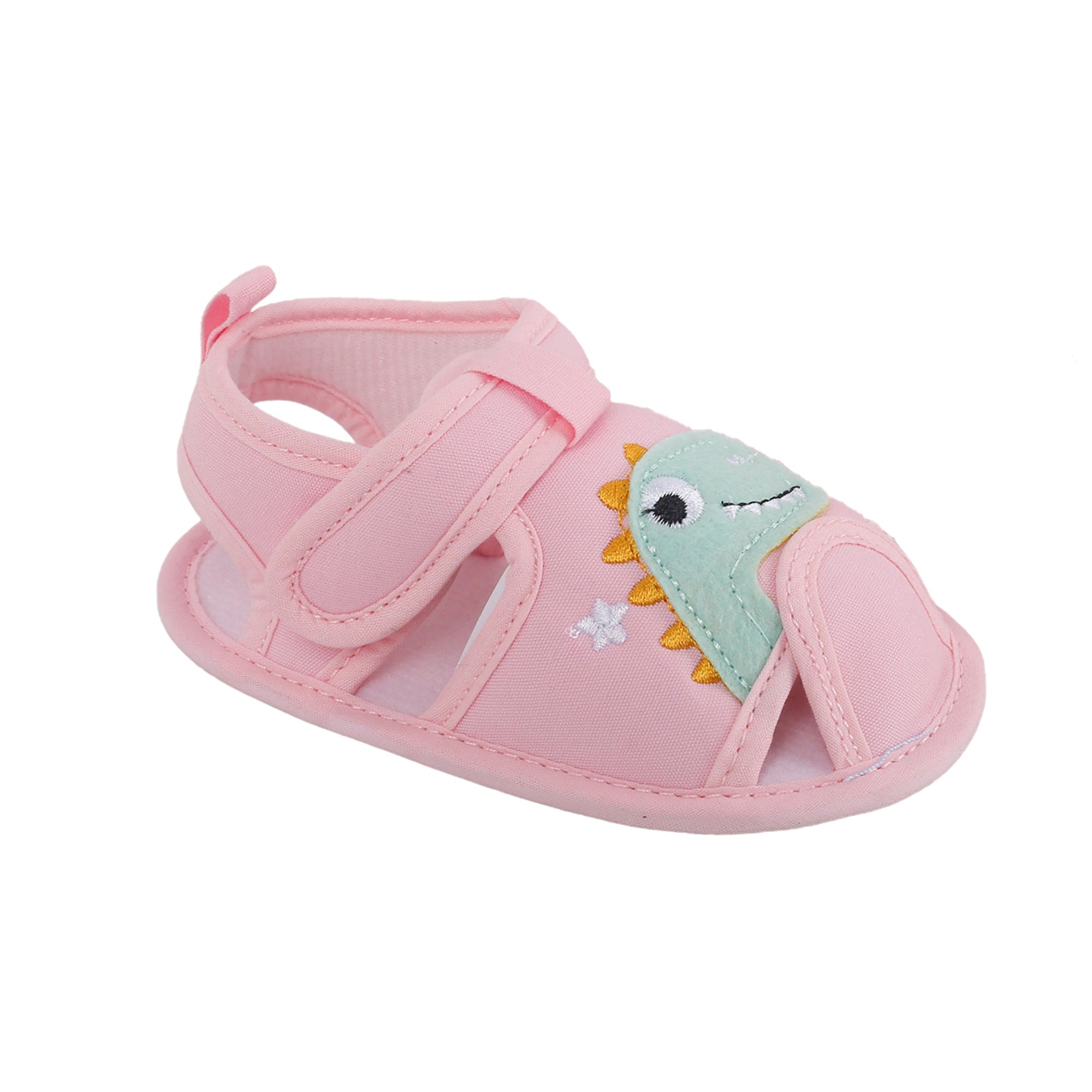 Baby Moo Dinosaur Pink Velcro Booties