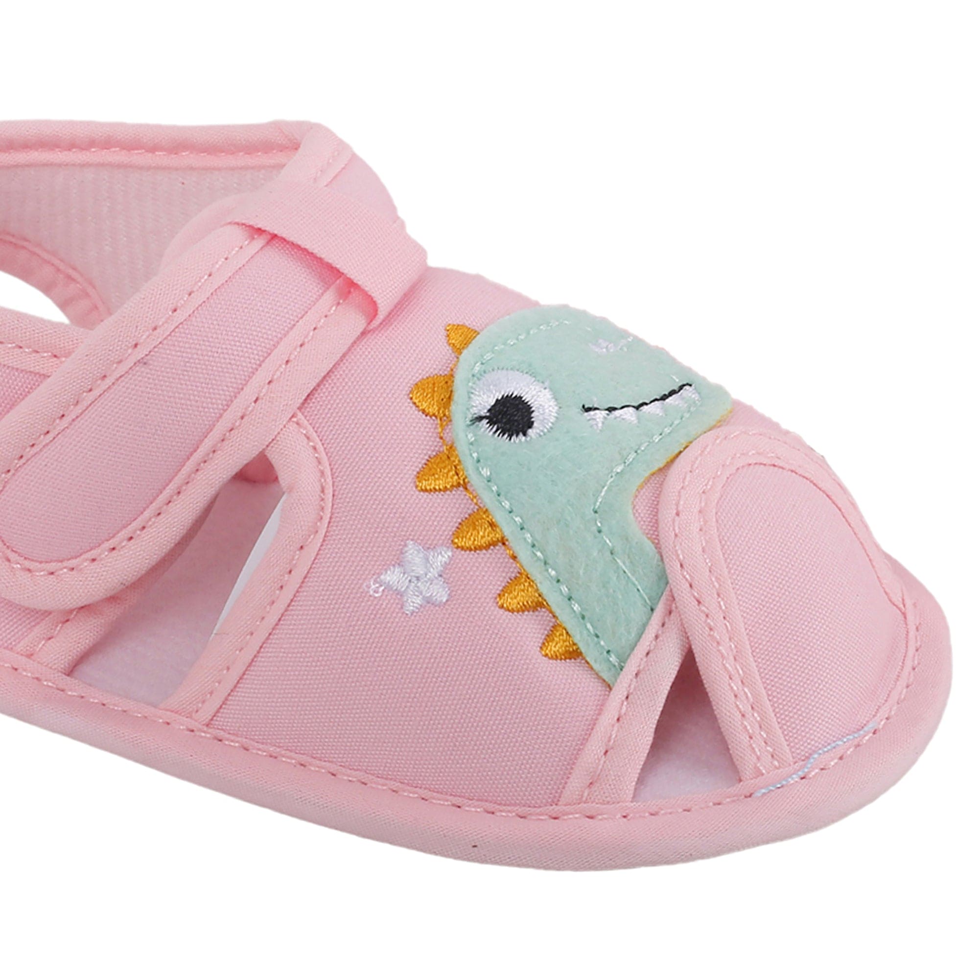 Baby Moo Dinosaur Pink Velcro Booties
