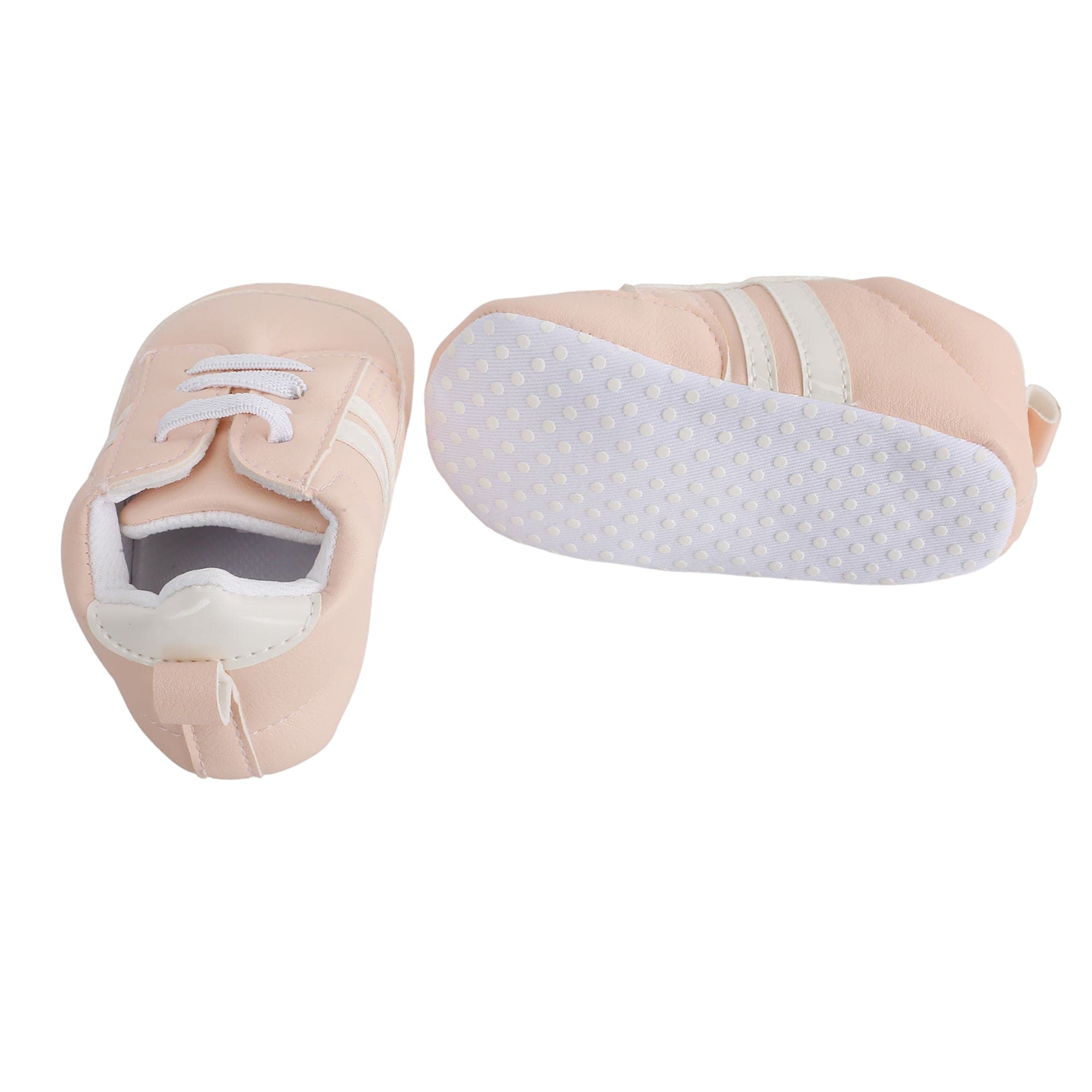 Baby Moo Striped Peach Lace Up Sneakers