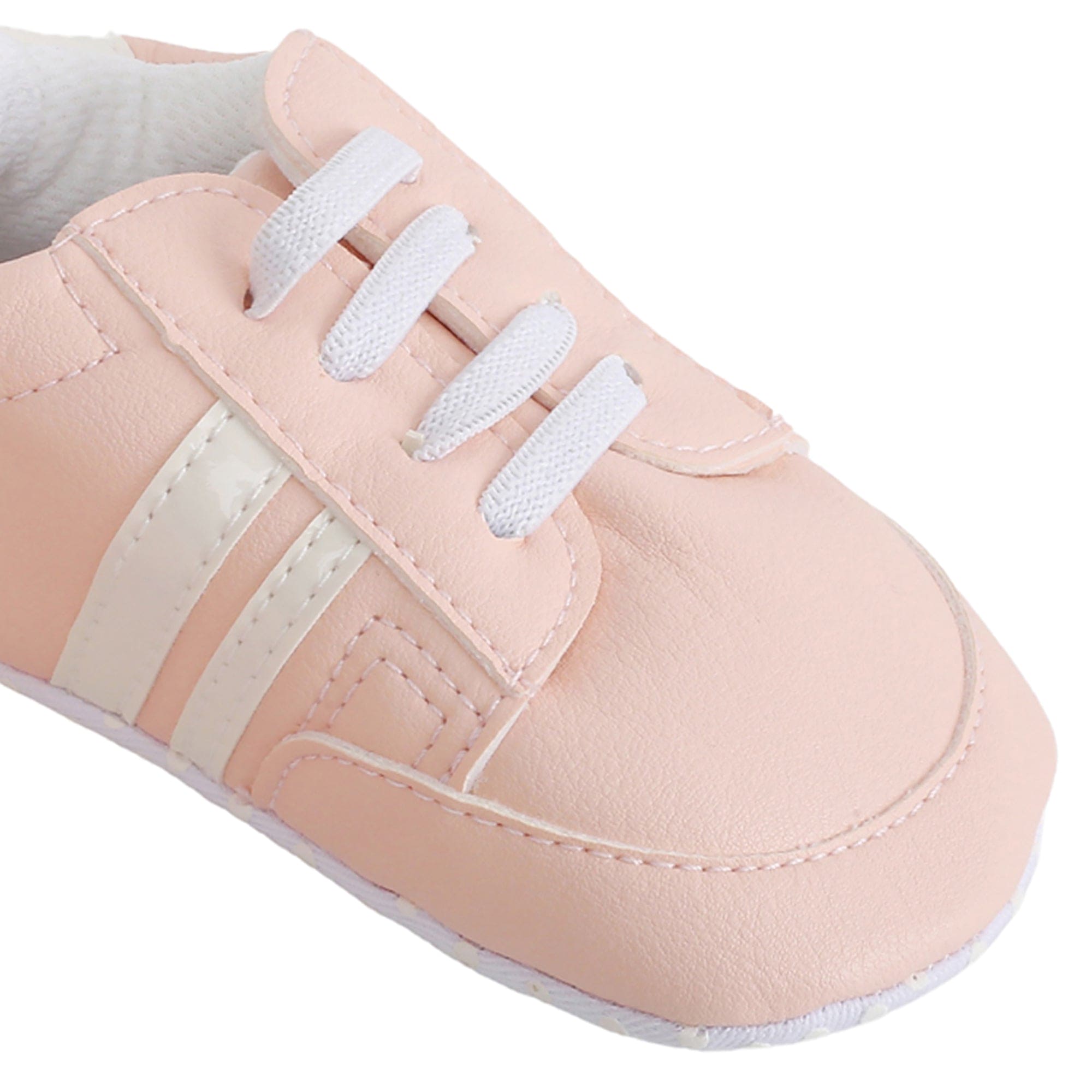 Baby Moo Striped Peach Lace Up Sneakers