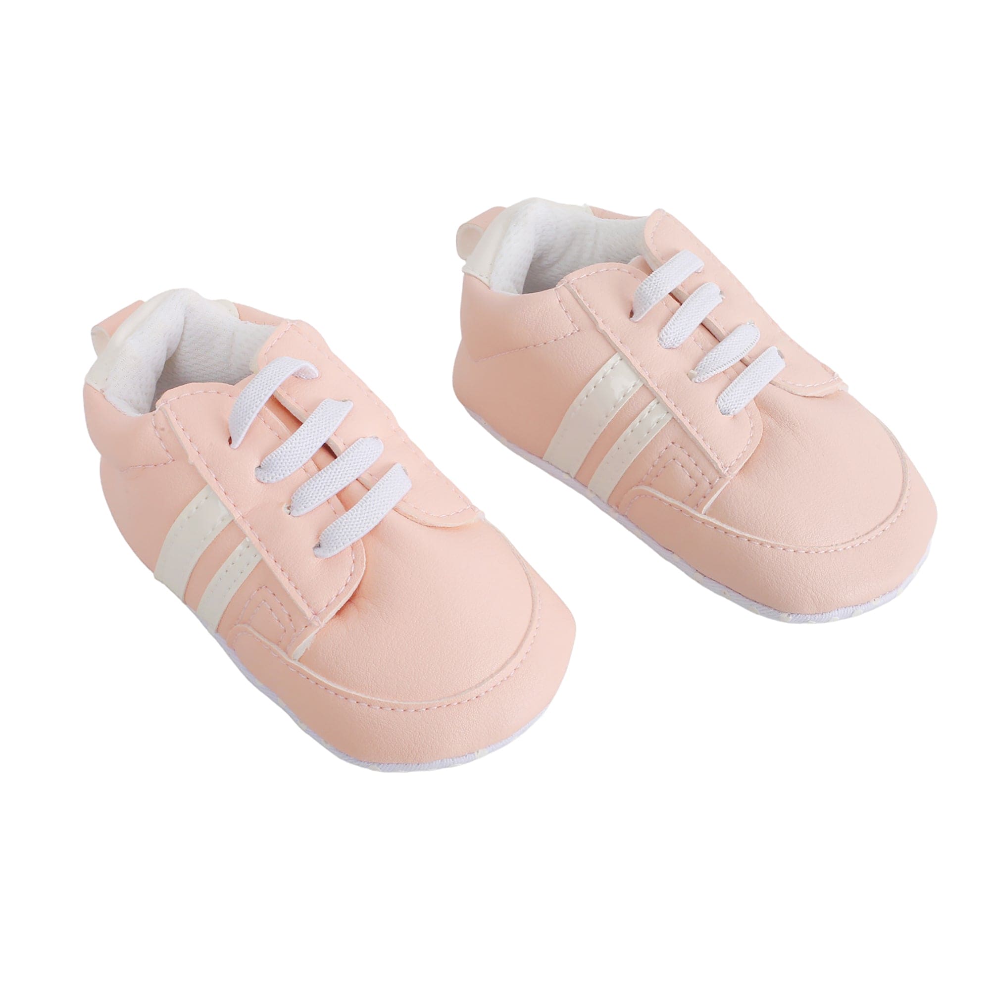 Baby Moo Striped Peach Lace Up Sneakers